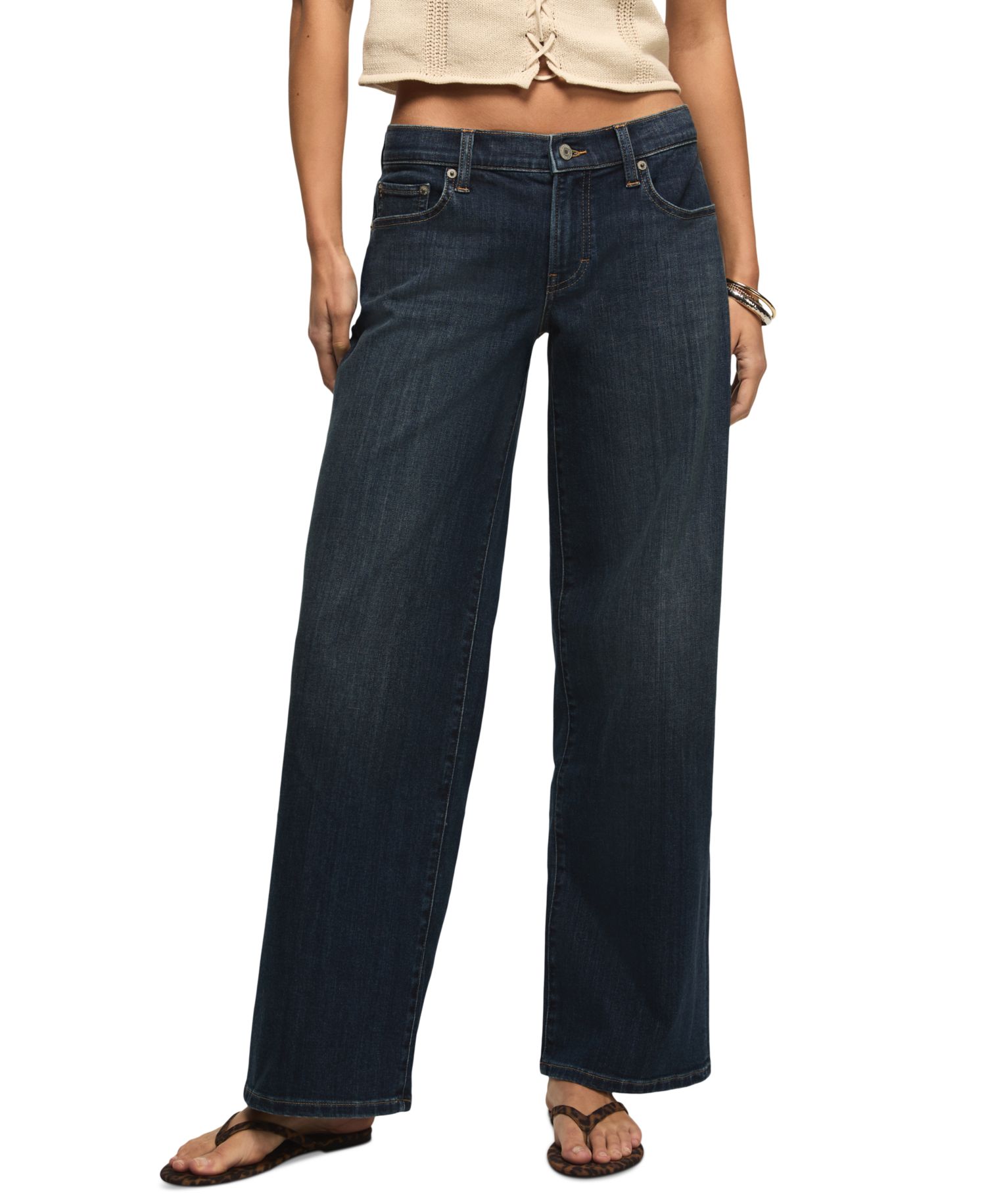 Women's Sweet Mid-Rise Wide-Leg Jeans