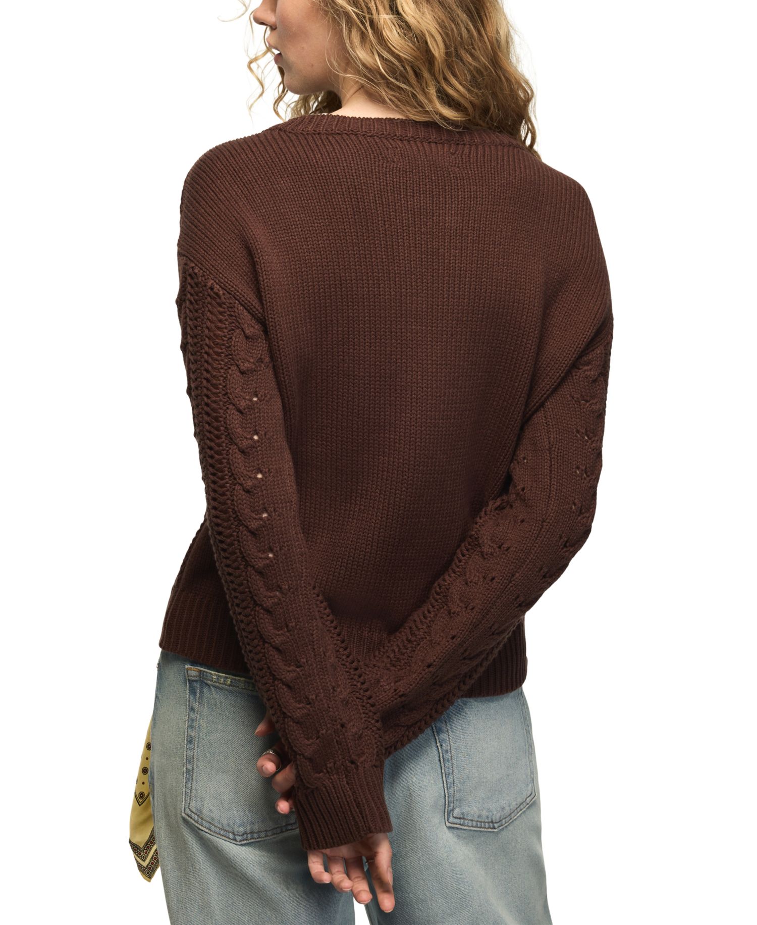 Women's Open Cable Crewneck Sweater