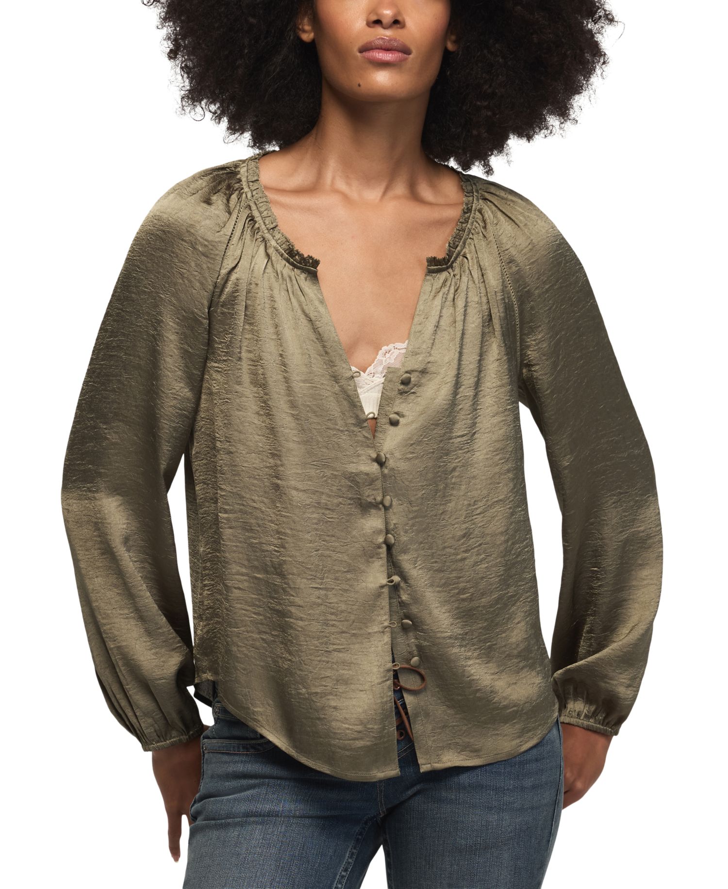 Women's Long-Sleeve Raglan Peasant Top