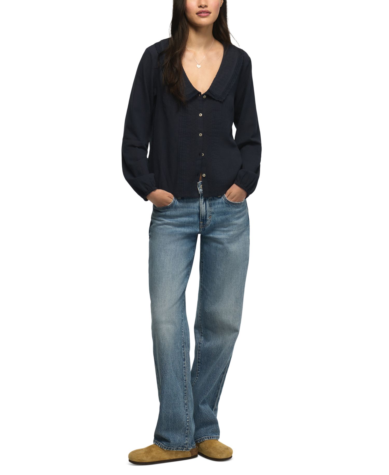 Women's Long-Sleeve Peter Pan Collar Blouse