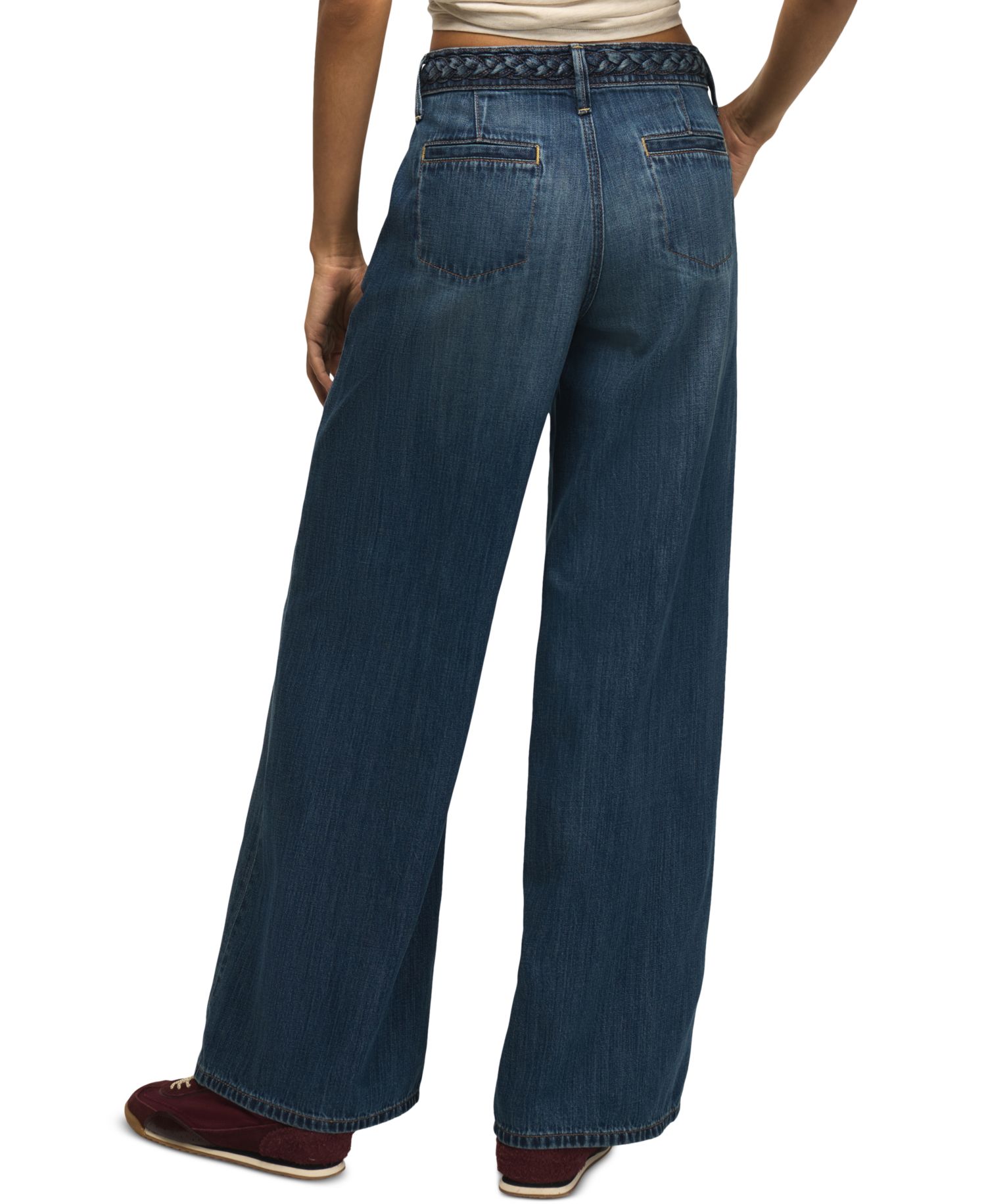 Women's High-Waisted Braided Wide-Leg Jeans