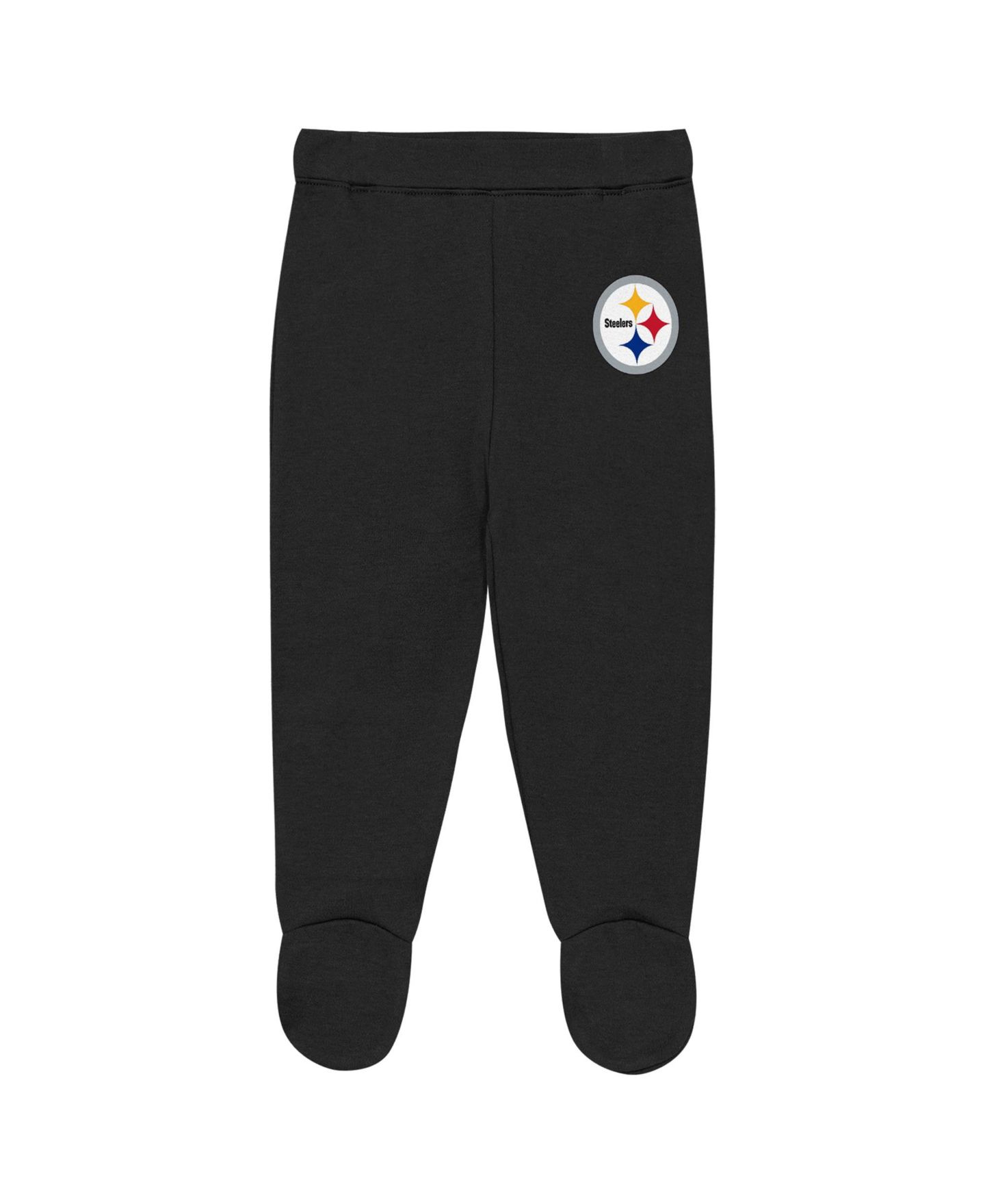 Outerstuff Baby Boys and Girls Heather Gray Pittsburgh Steelers Huddles & Giggles 3-Piece Pant and Hat Set — фото 4