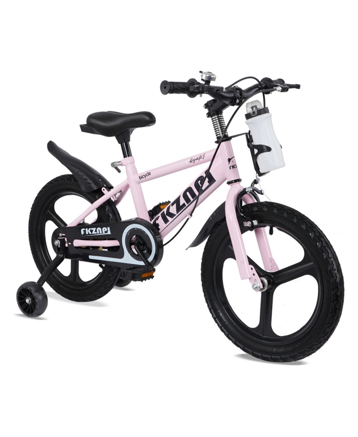 ECHTPeak 18-Inch Kids' Bike with Light-Up Training Wheels and Adjustable Seat, Ages 3-9 - Pink
