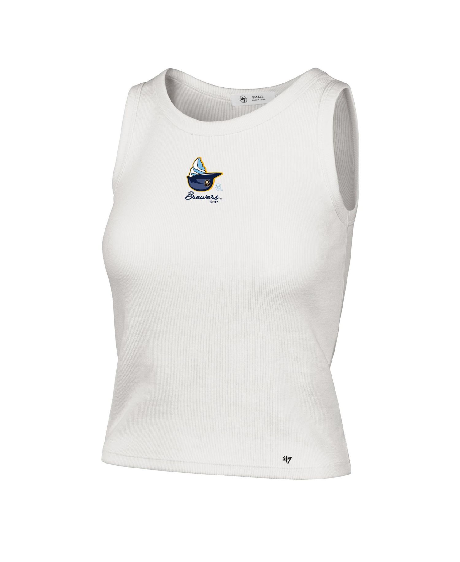 Women's '47 Cream Milwaukee Brewers Single Swirl Ribbed Baby Tank Top