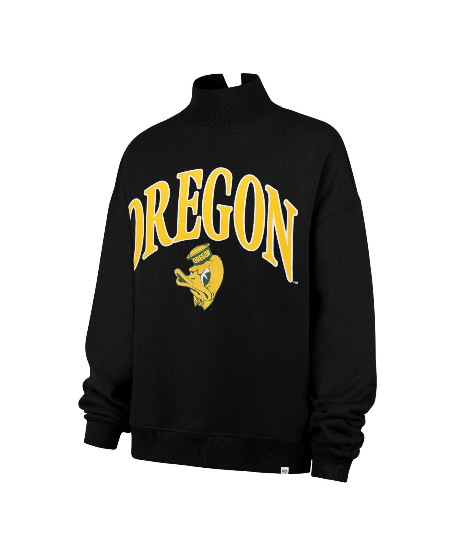 Women's '47 Black Oregon Ducks Mock Neck Sweatshirt