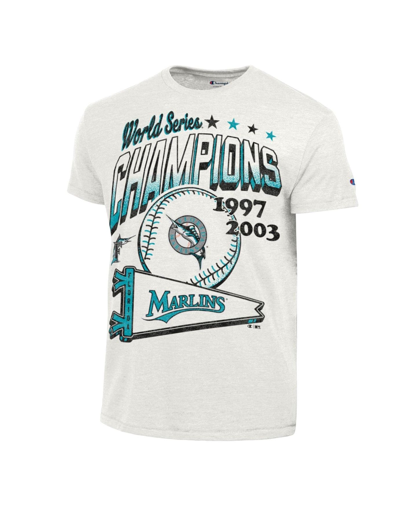 Мужская футболка Champion Cream Miami Marlins Winning Tradition Cooperstown Collection Tri-Blend — фото 3