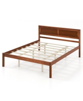 Twin Full Queen Size Bed Frame with Wooden Headboard and Slat Support Queen Size