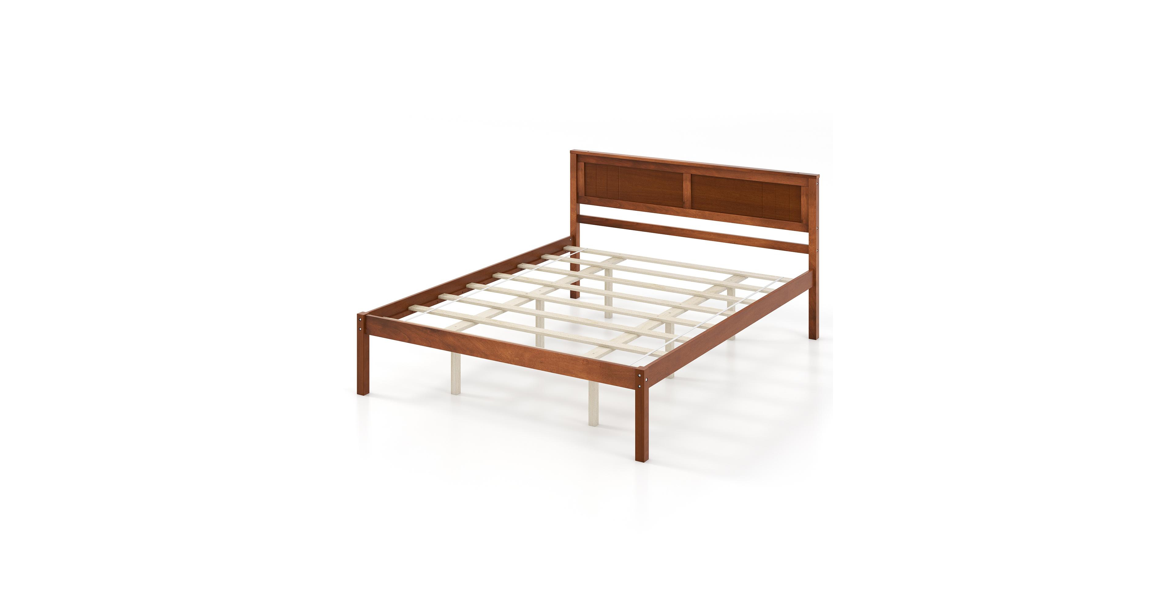 Mecale Twin Full Queen Size Bed Frame with Wooden Headboard and Slat Support Queen Size