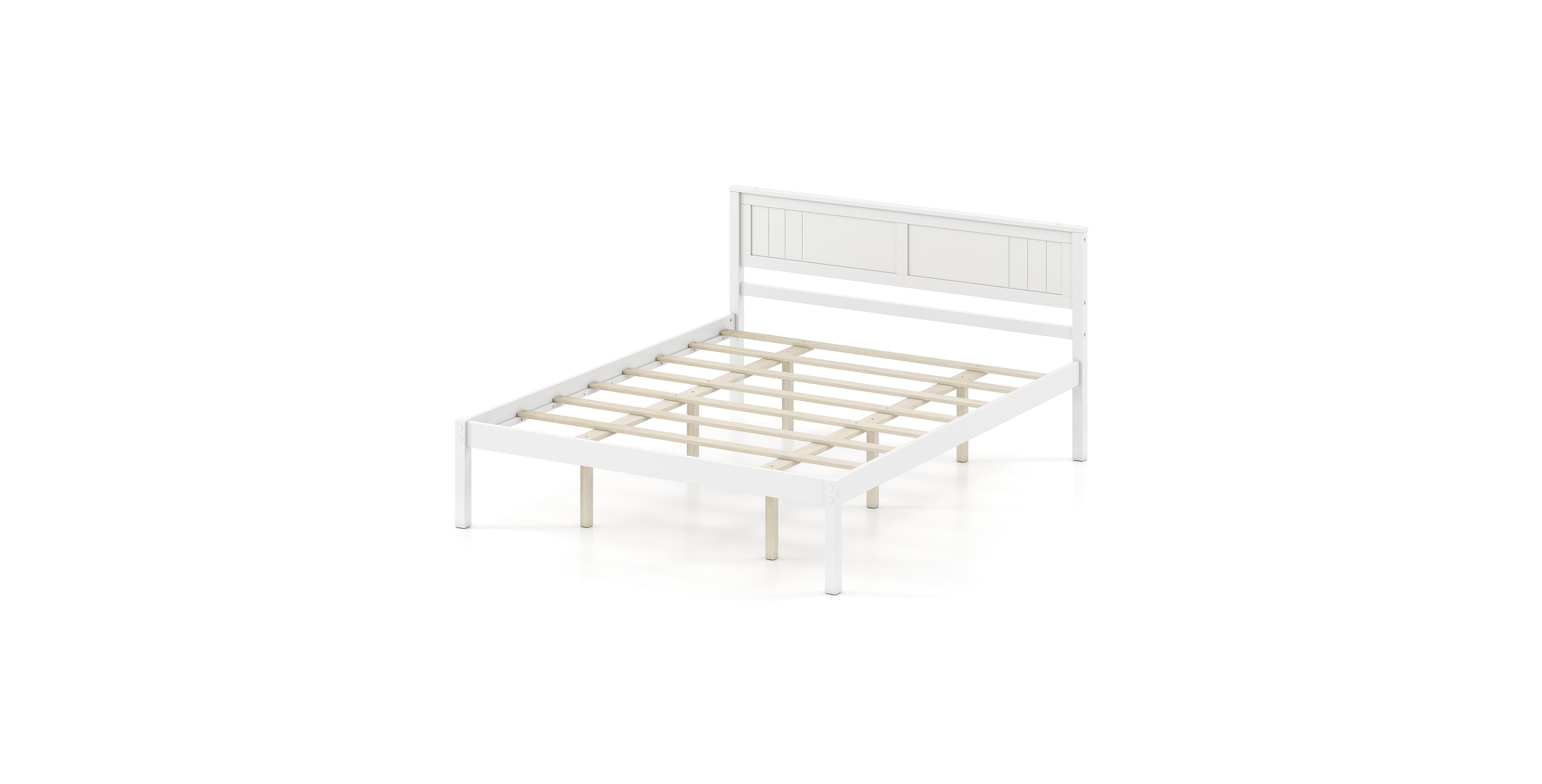Mecale Twin Full Queen Size Sturdy Wooden Bed Frame with Headboard and Slat Support Queen Size
