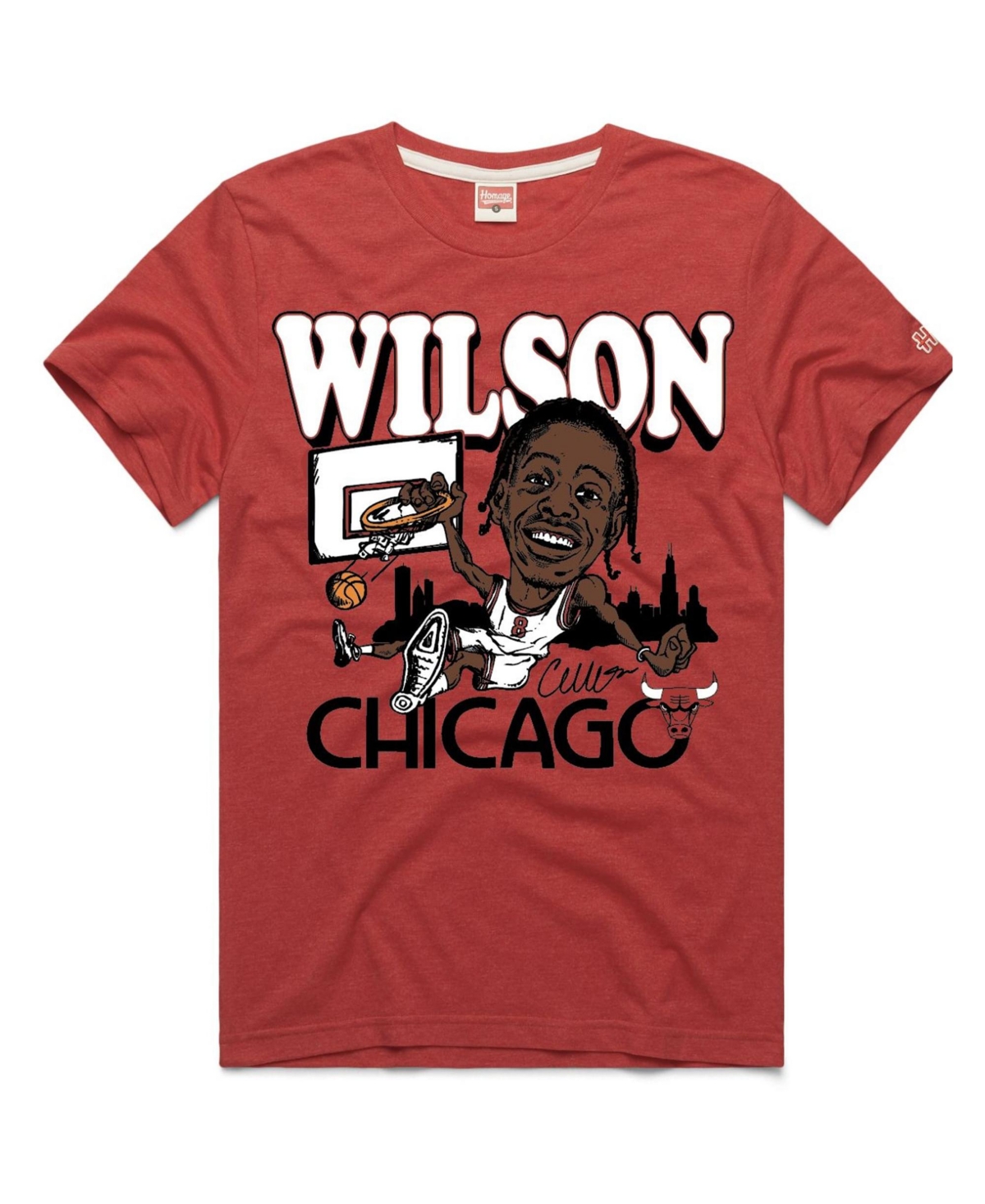 Men's and Women's Homage Caleb Wilson Red Chicago Bulls Rookie Tri-Blend T-Shirt