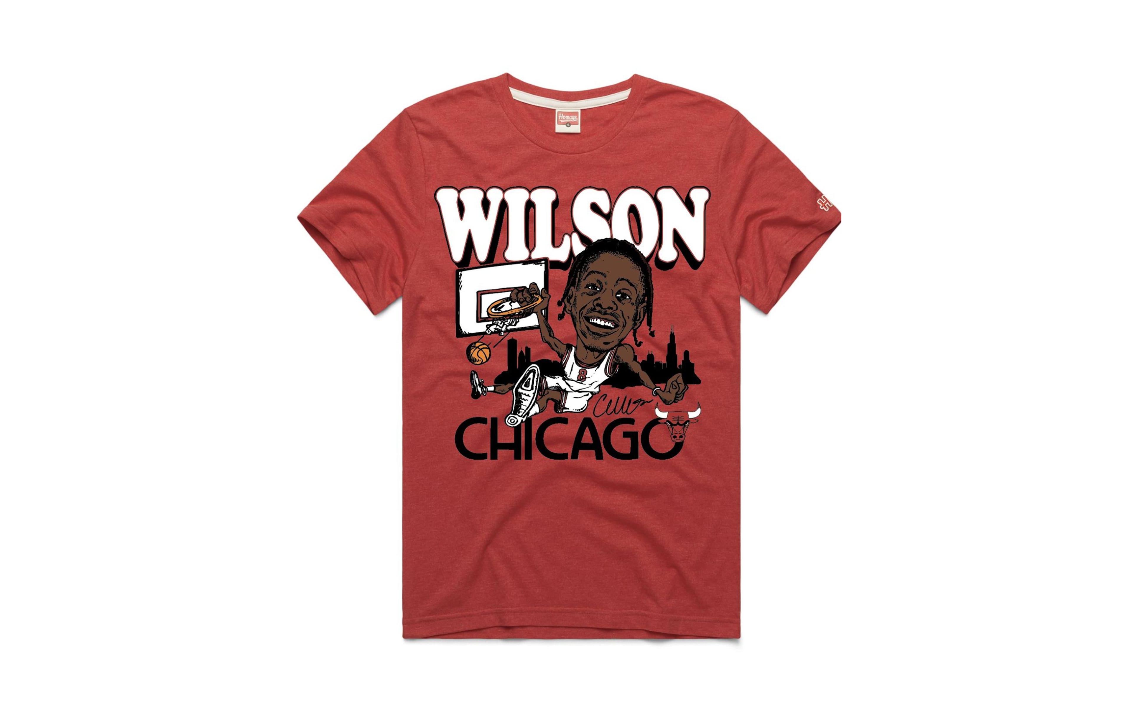 Men's and Women's Homage Caleb Wilson Red Chicago Bulls Rookie Tri-Blend T-Shirt