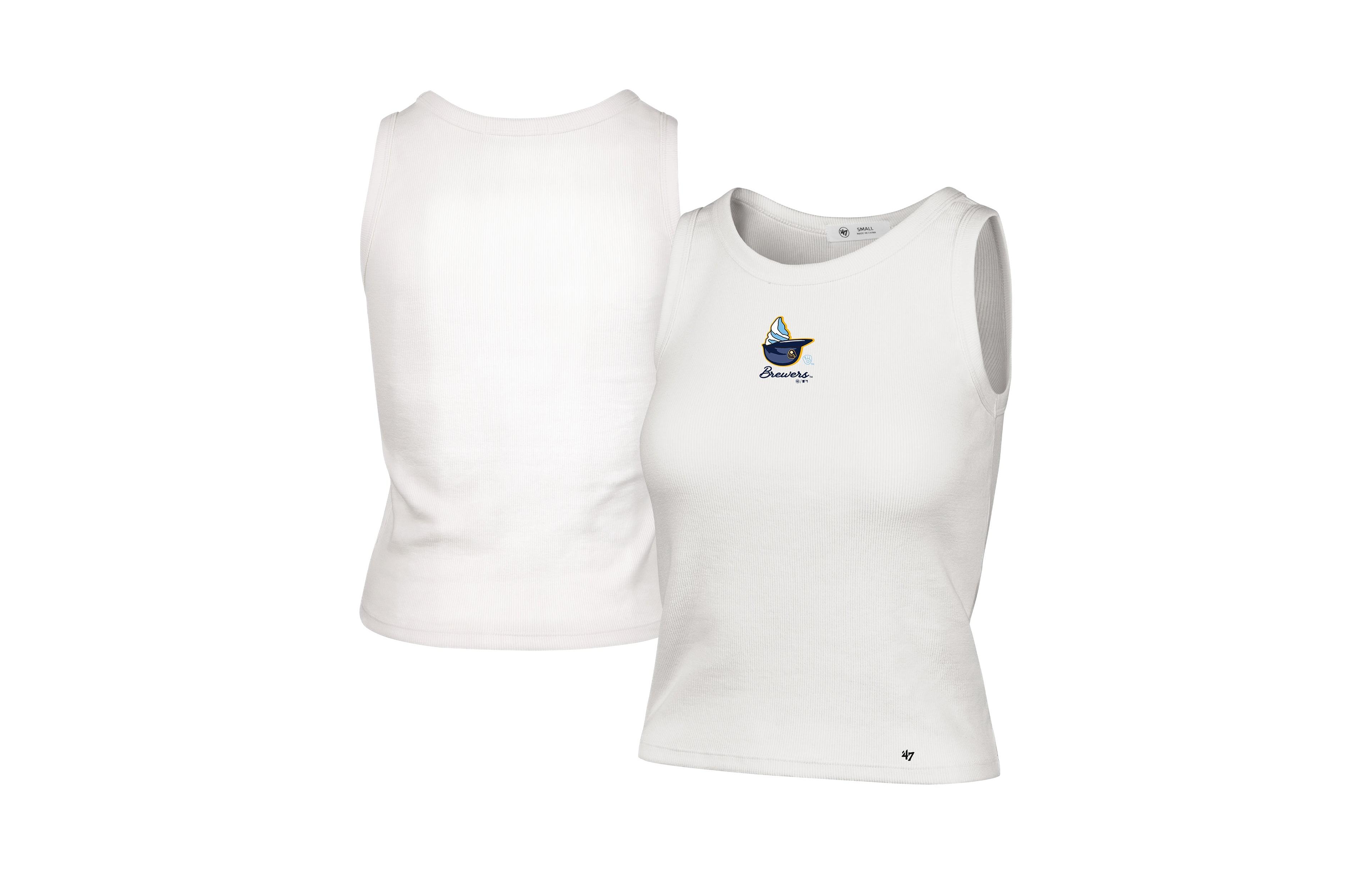 '47 Brand Women's Cream Milwaukee Brewers Single Swirl Ribbed Baby Tank Top