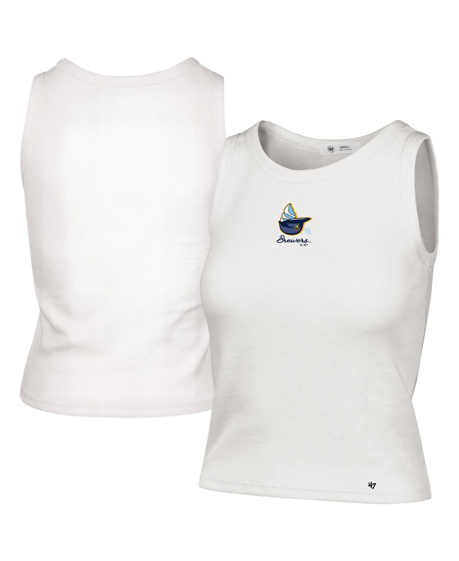 Women's '47 Cream Milwaukee Brewers Single Swirl Ribbed Baby Tank Top