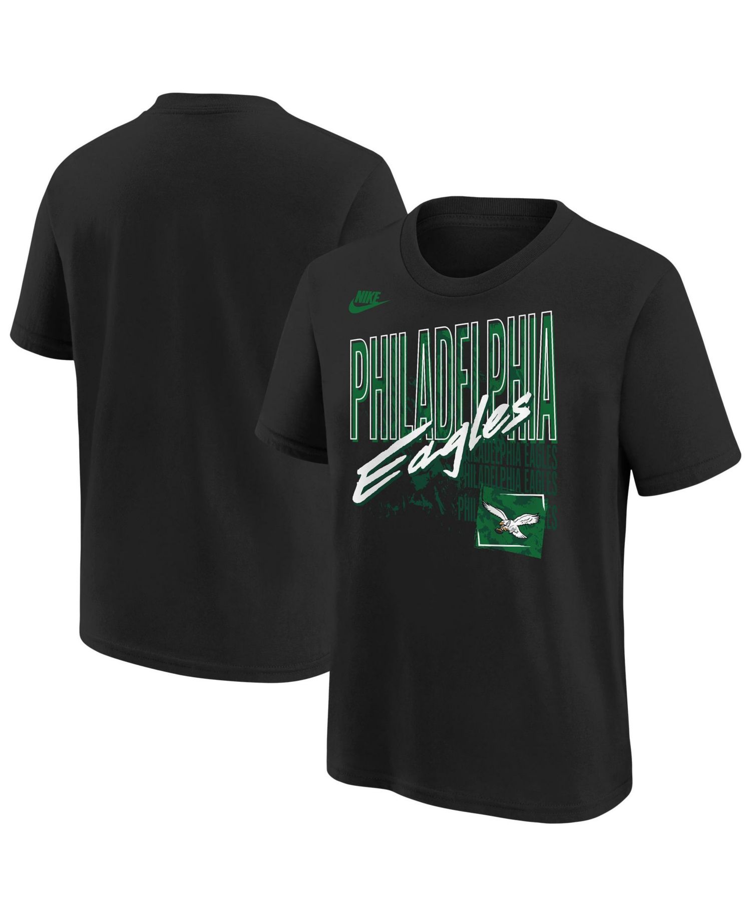 Big Boys and Girls Black Philadelphia Eagles Vintage T-Shirt