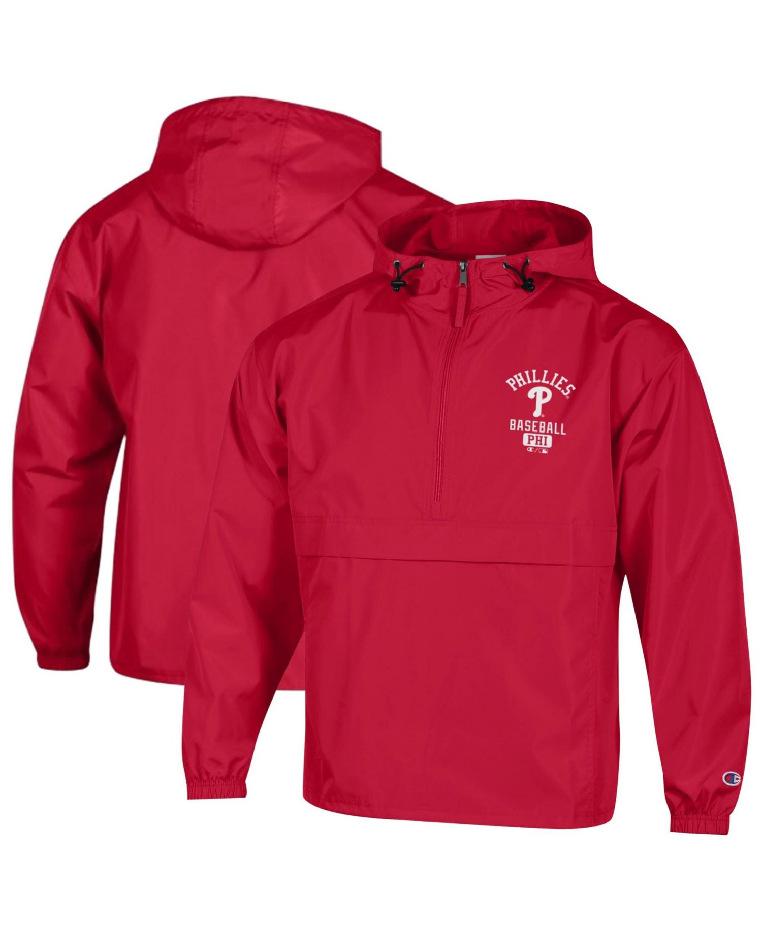 Men's Red Philadelphia Phillies Packable Windbreaker Half-Zip Jacket