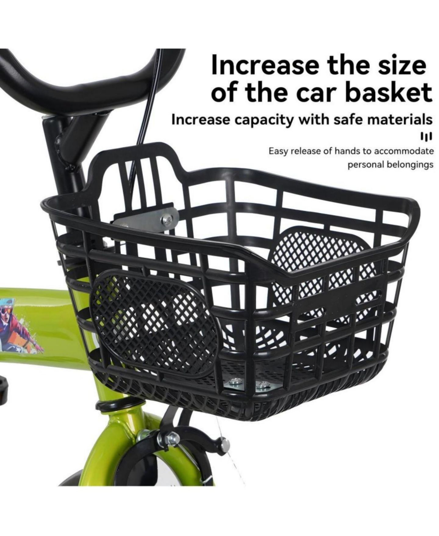 Детская игрушка ECHTPeak 18-Inch Steel-Frame Kids' Bike with Training Wheels and Storage Basket, 5–10 лет, цвет: Зелёный — фото 9