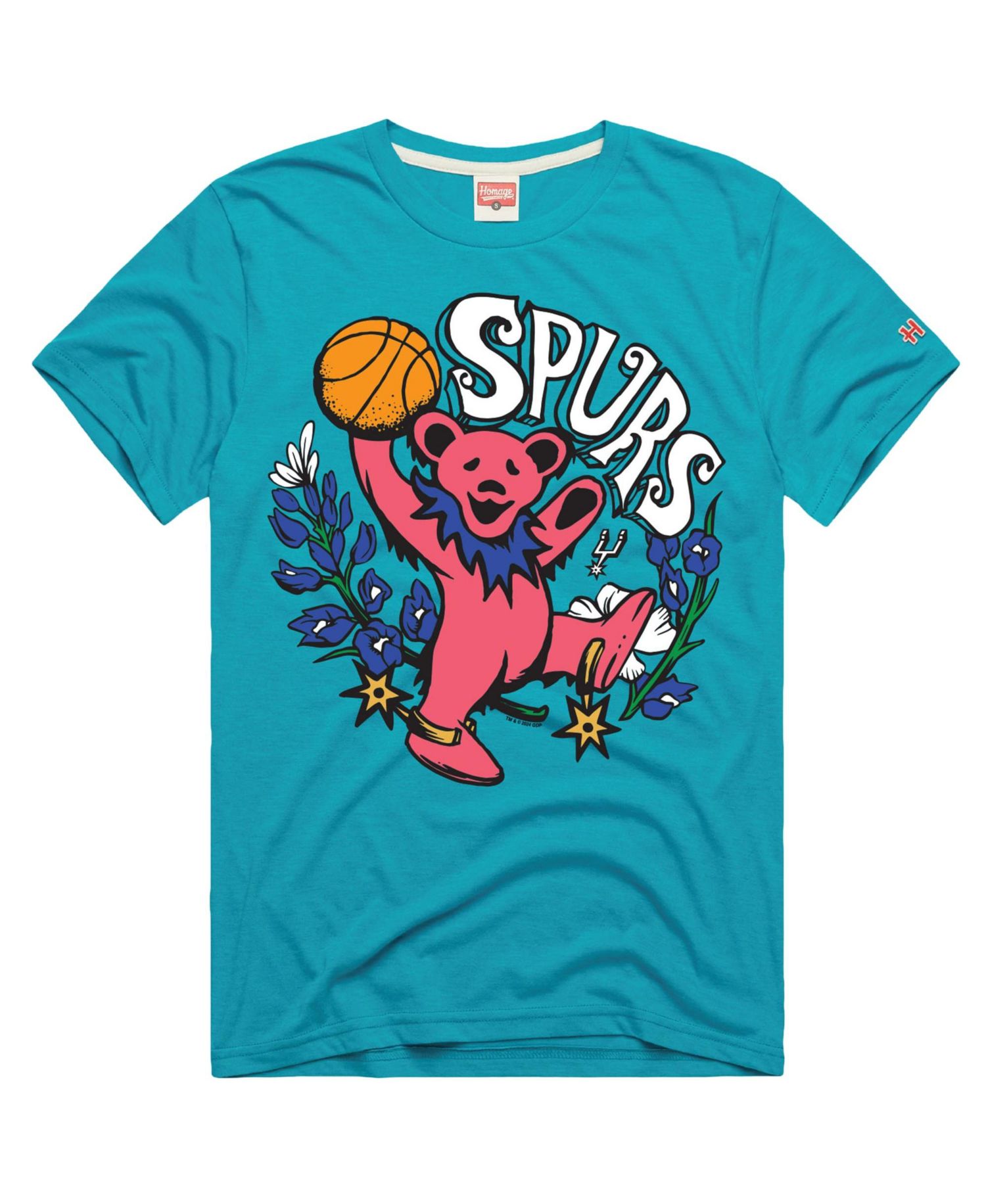 Men's and Women's Teal San Antonio Spurs x The Grateful Dead Bear Tri-Blend T-Shirt