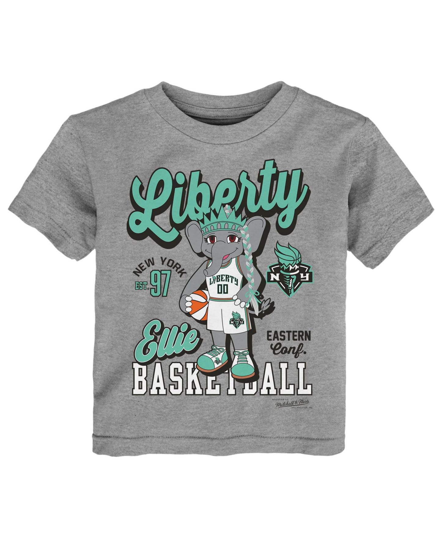Футболка Mitchell & Ness Heather Gray New York Liberty That Girl для малышей — фото 1