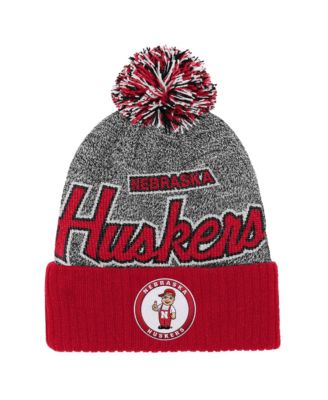 Big Boys and Girls Scarlet Nebraska Huskers Mascot Cuffed Knit Hat with Pom