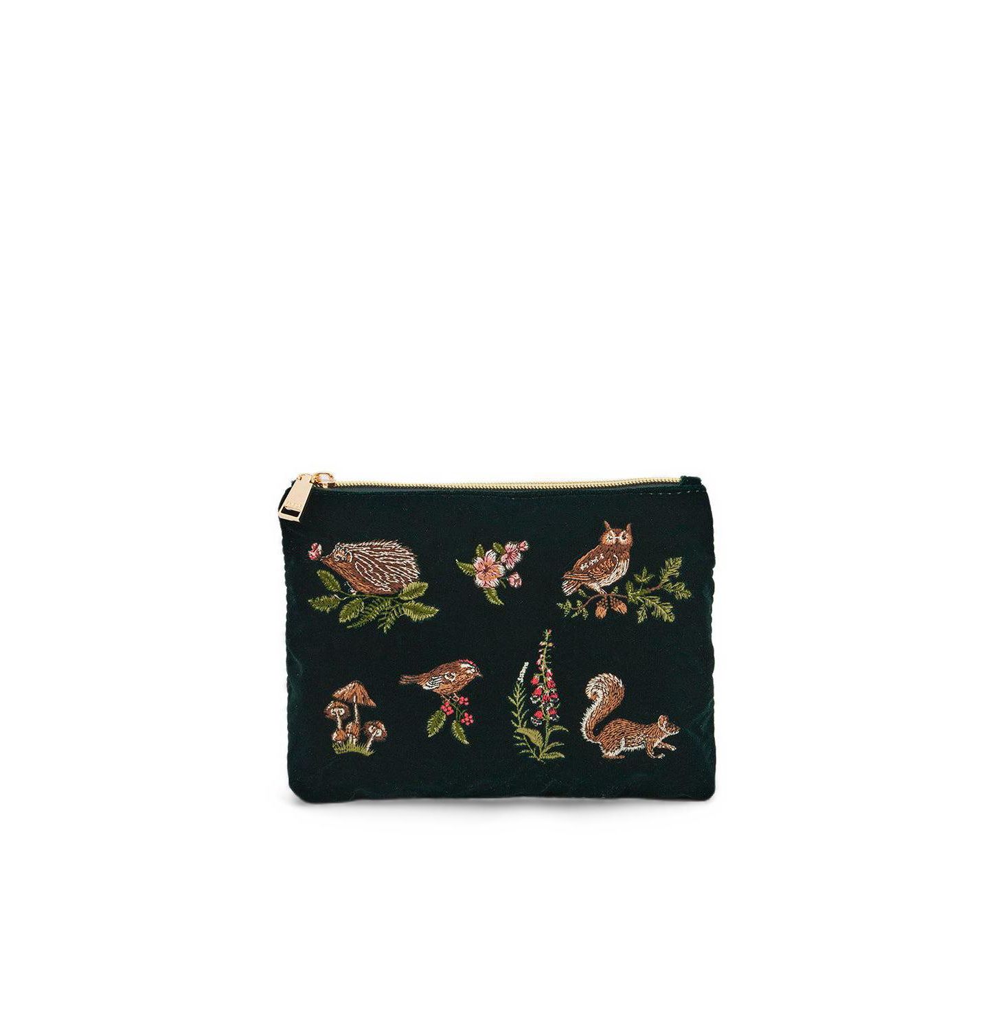 Женские кошельки Fable England Meadow Scene Embroidered Medium Pouch, цвет: Тёмно-зелёный — фото 1