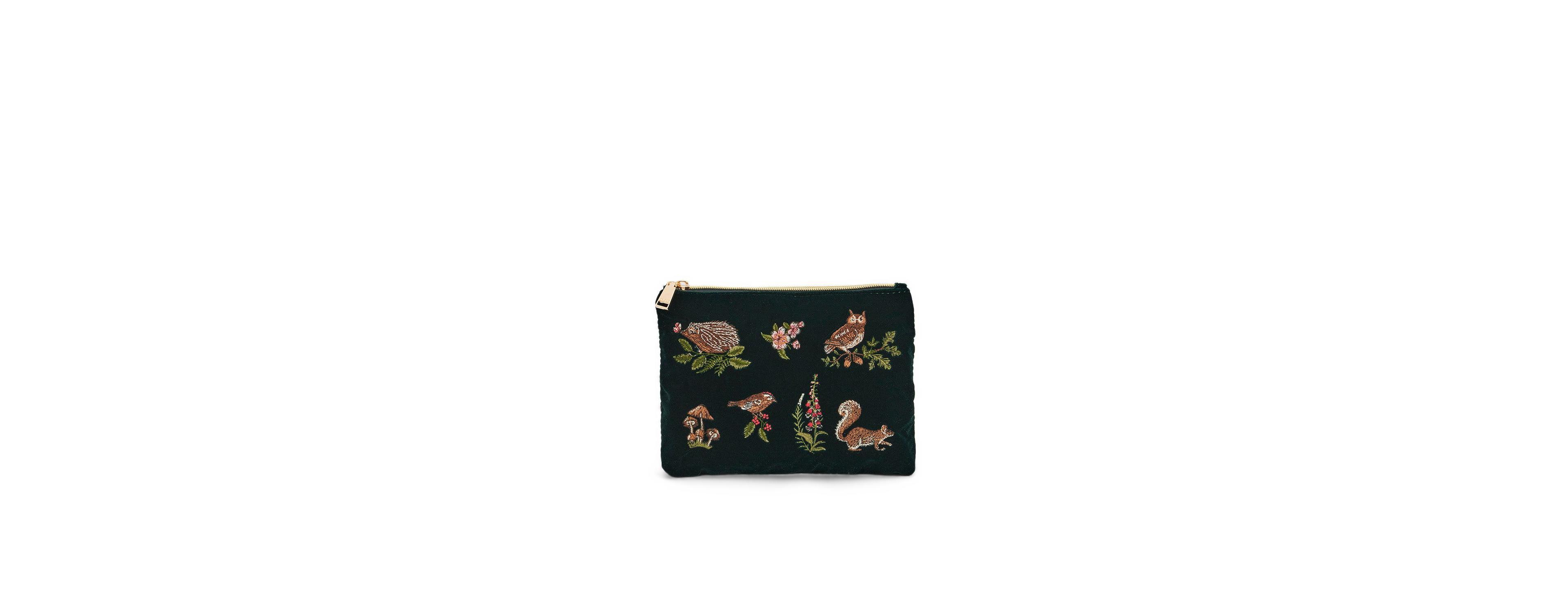 Fable England Meadow Scene Embroidered Medium Pouch