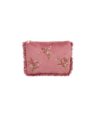 Floral Posy Embroidered Velvet Pouch