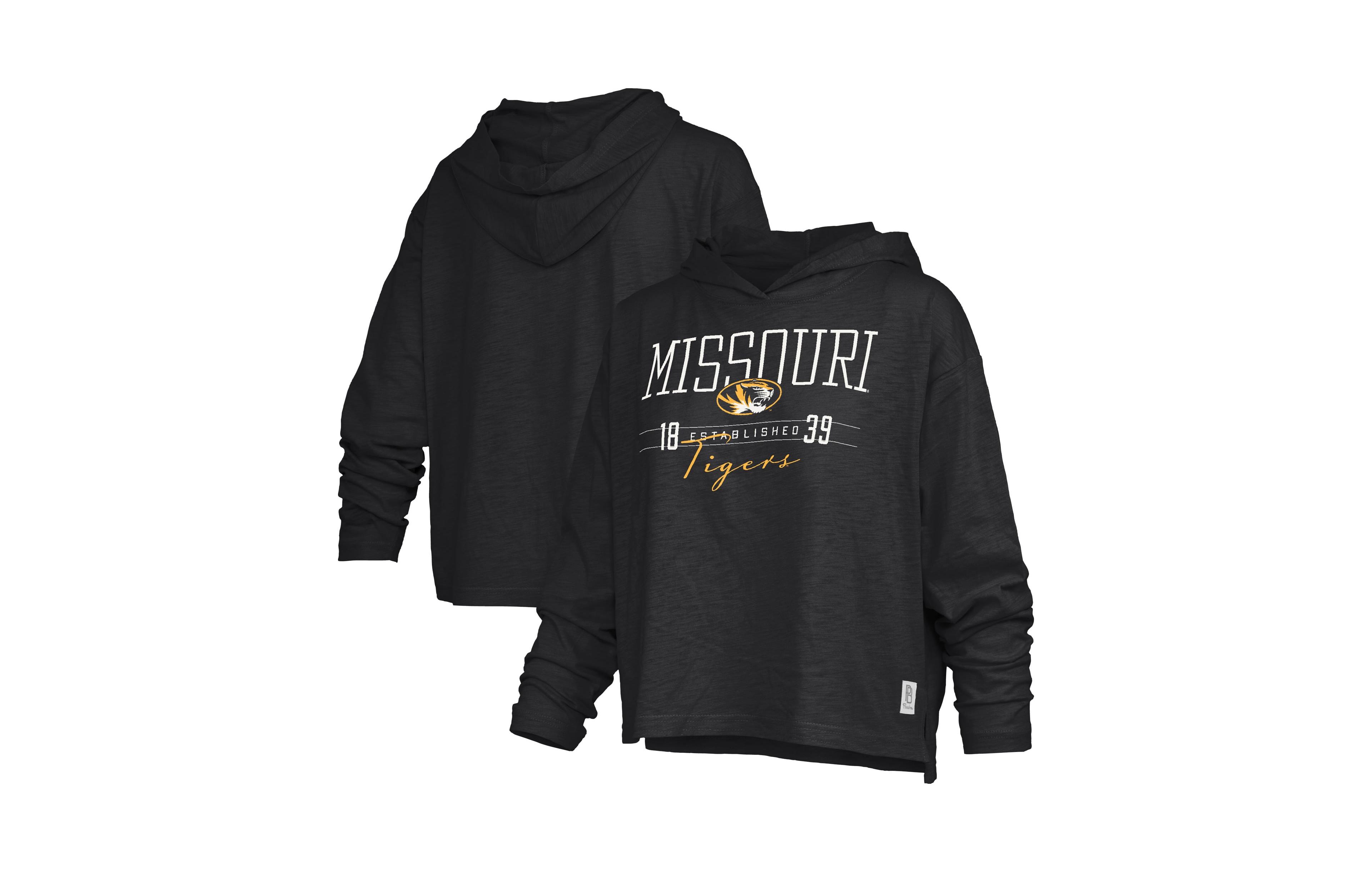 Pressbox Women's Black Missouri Tigers Castillo Slub Waist Length Long- Sleeves Hoodie