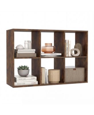 6 Cube Bookshelf with Back Guardrail for Living Room Bedroom