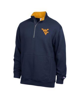 Men's Navy West Virginia Mountaineers Fleece Quarter-Zip Pullover