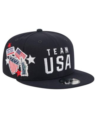 Men's and Women's  Navy Team USA Country Patch 9FIFTY Snapback Hat