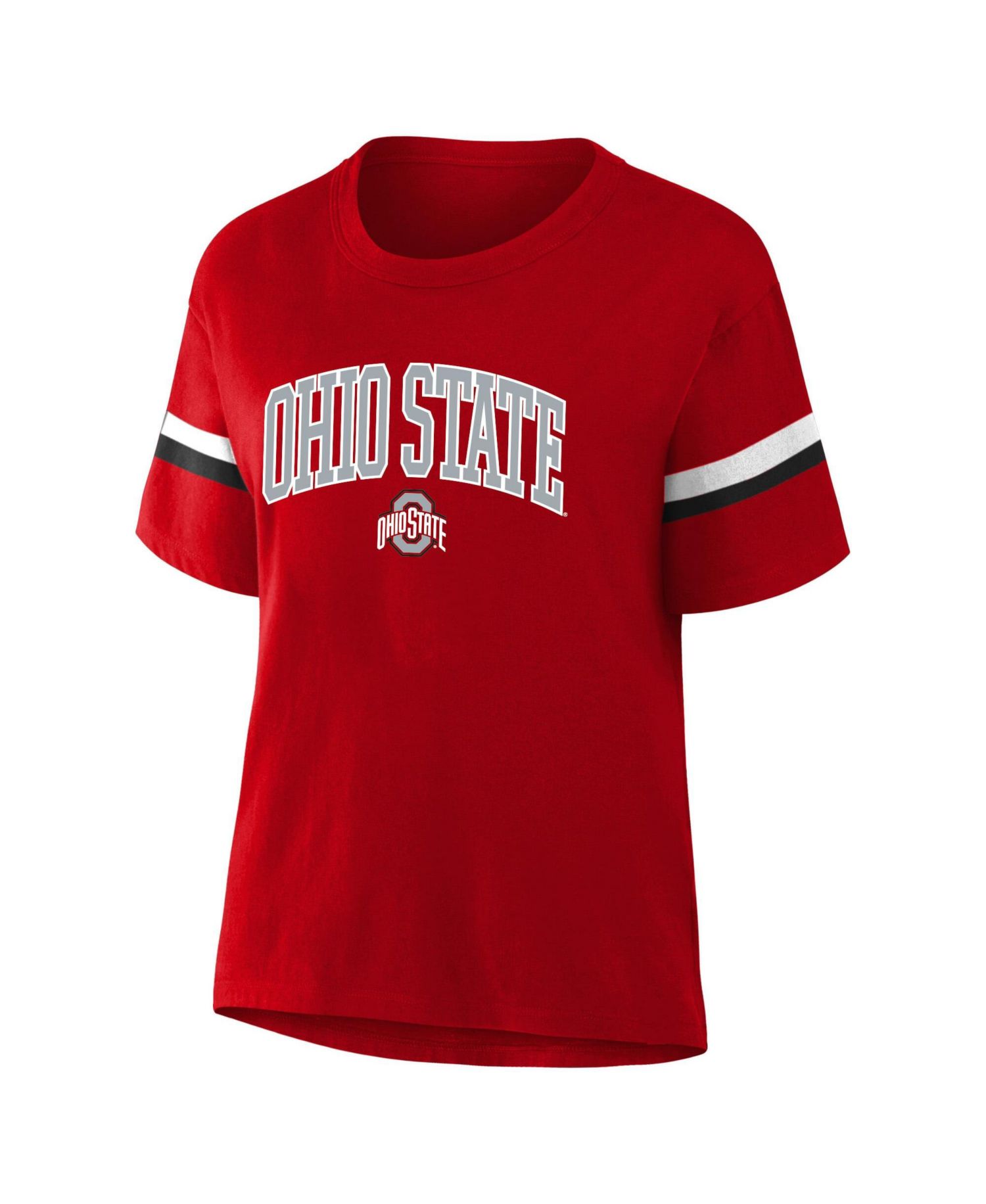 Women's Scarlet Ohio State Buckeyes Stripe Plus Size T-Shirt