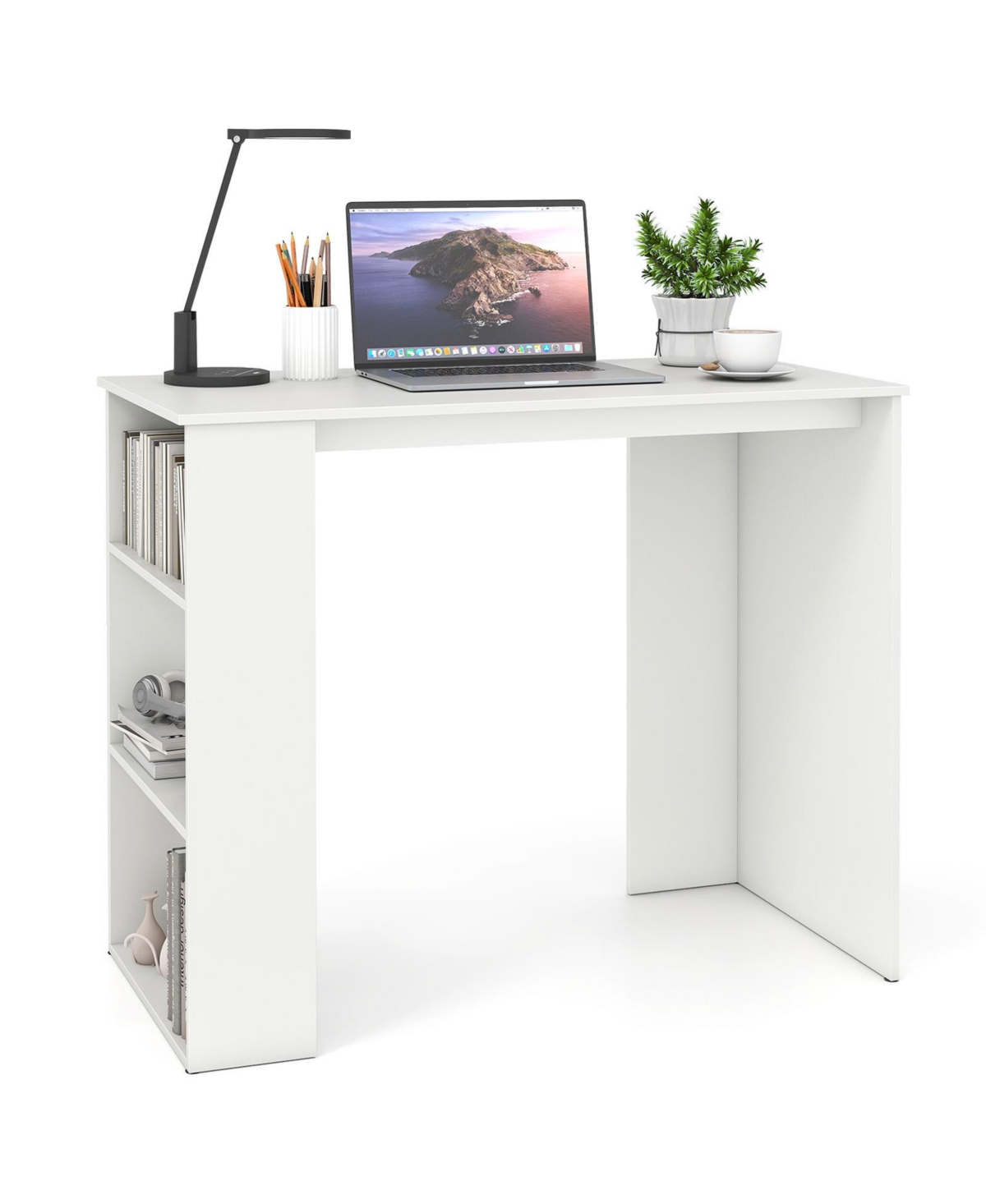 Mecale Computer Desk with Bookshelf for Small Space