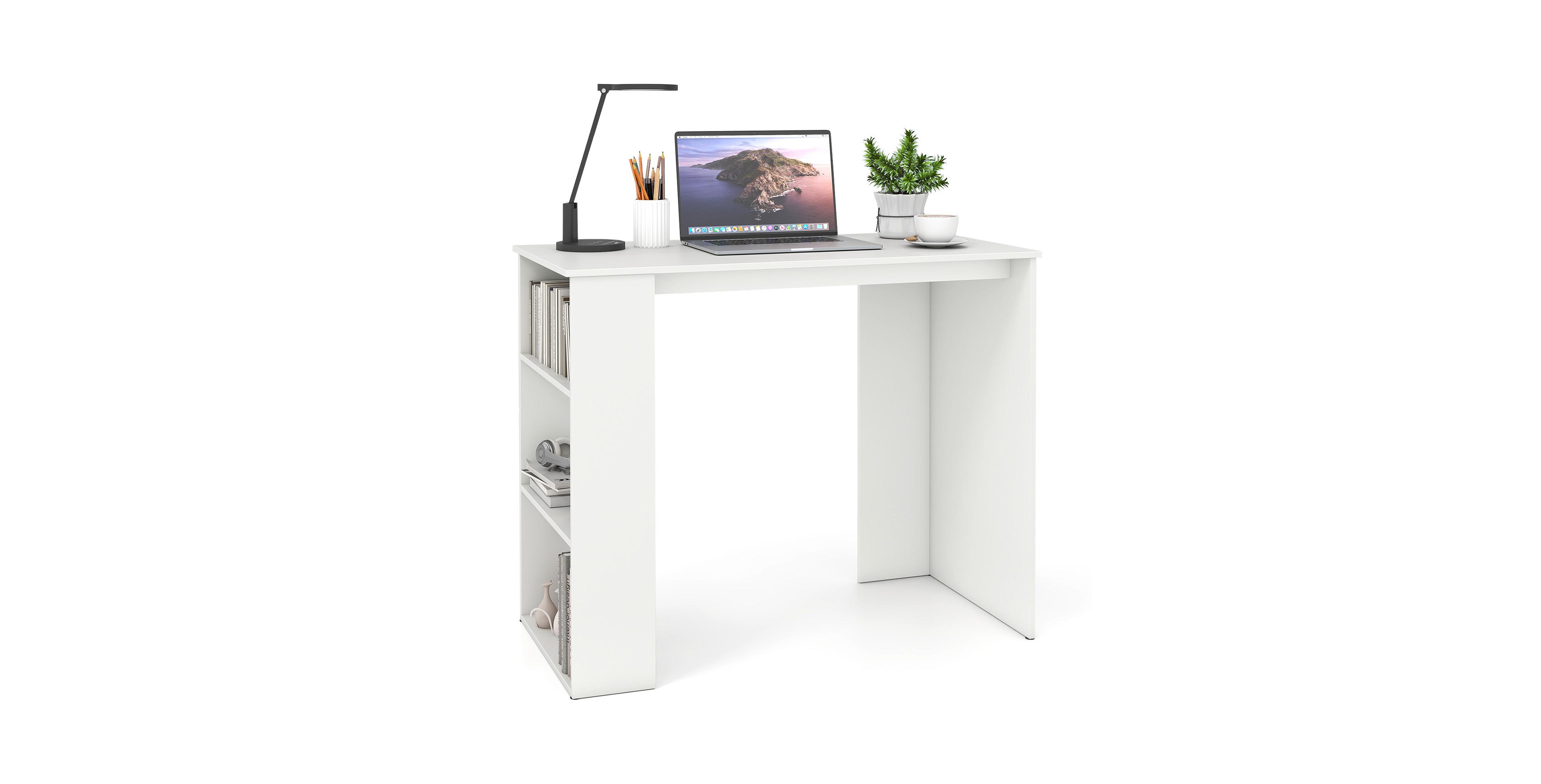 Mecale Computer Desk with Bookshelf for Small Space