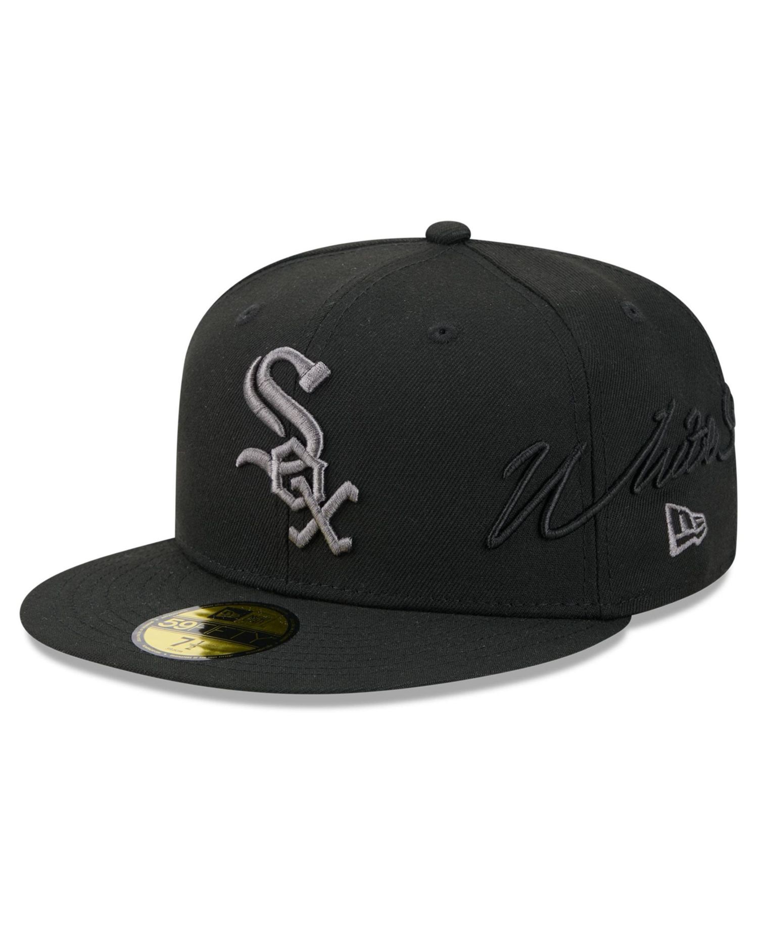 Men's Black Chicago White Sox Side Script 59FIFTY Fitted Hat
