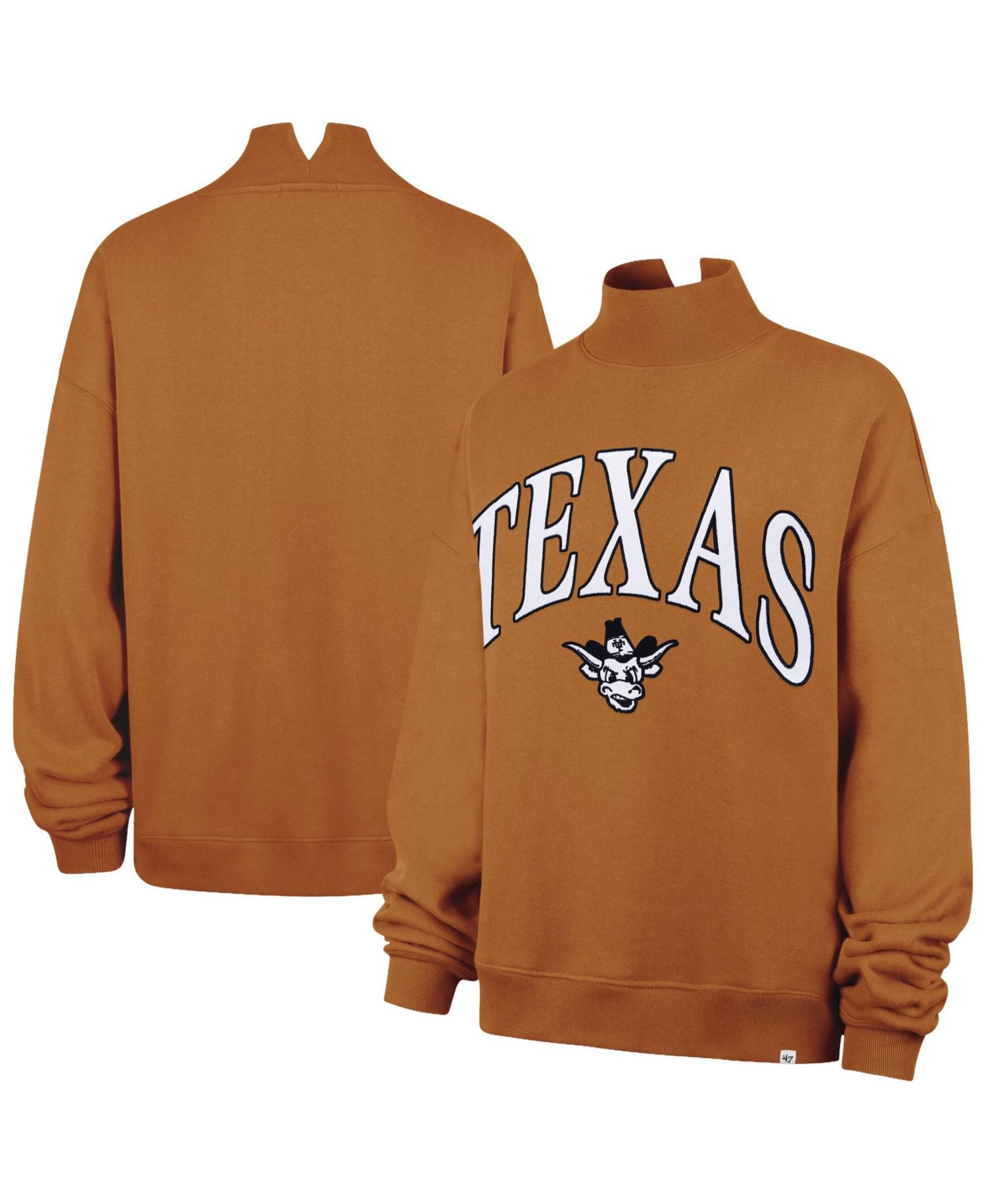 Women's '47 Texas Orange Texas Longhorns Mock Neck Sweatshirt