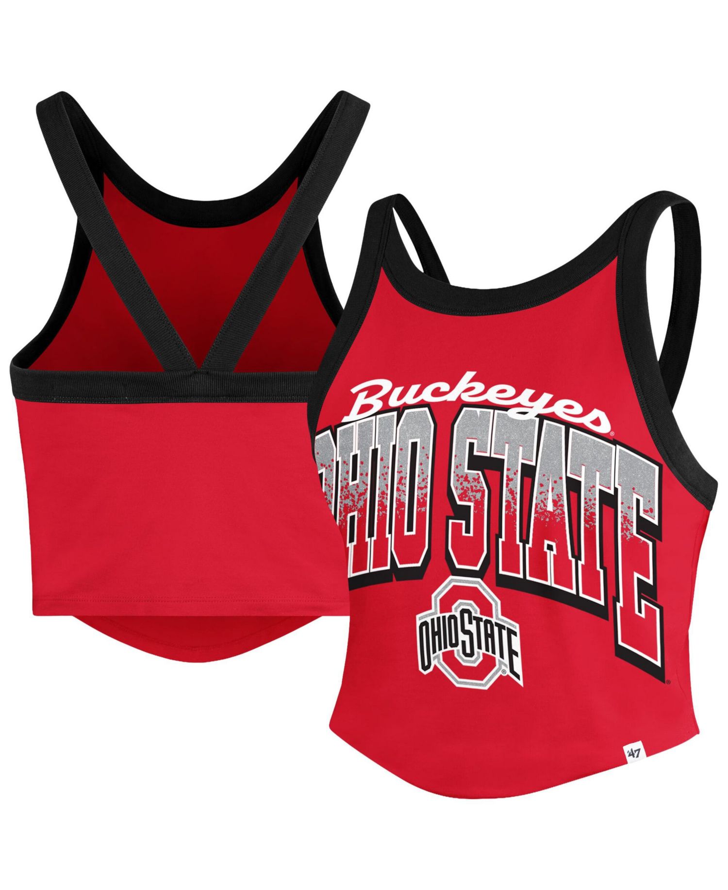 Women's '47 Scarlet Ohio State Buckeyes Shimmer Shadow Sporty Tank Top