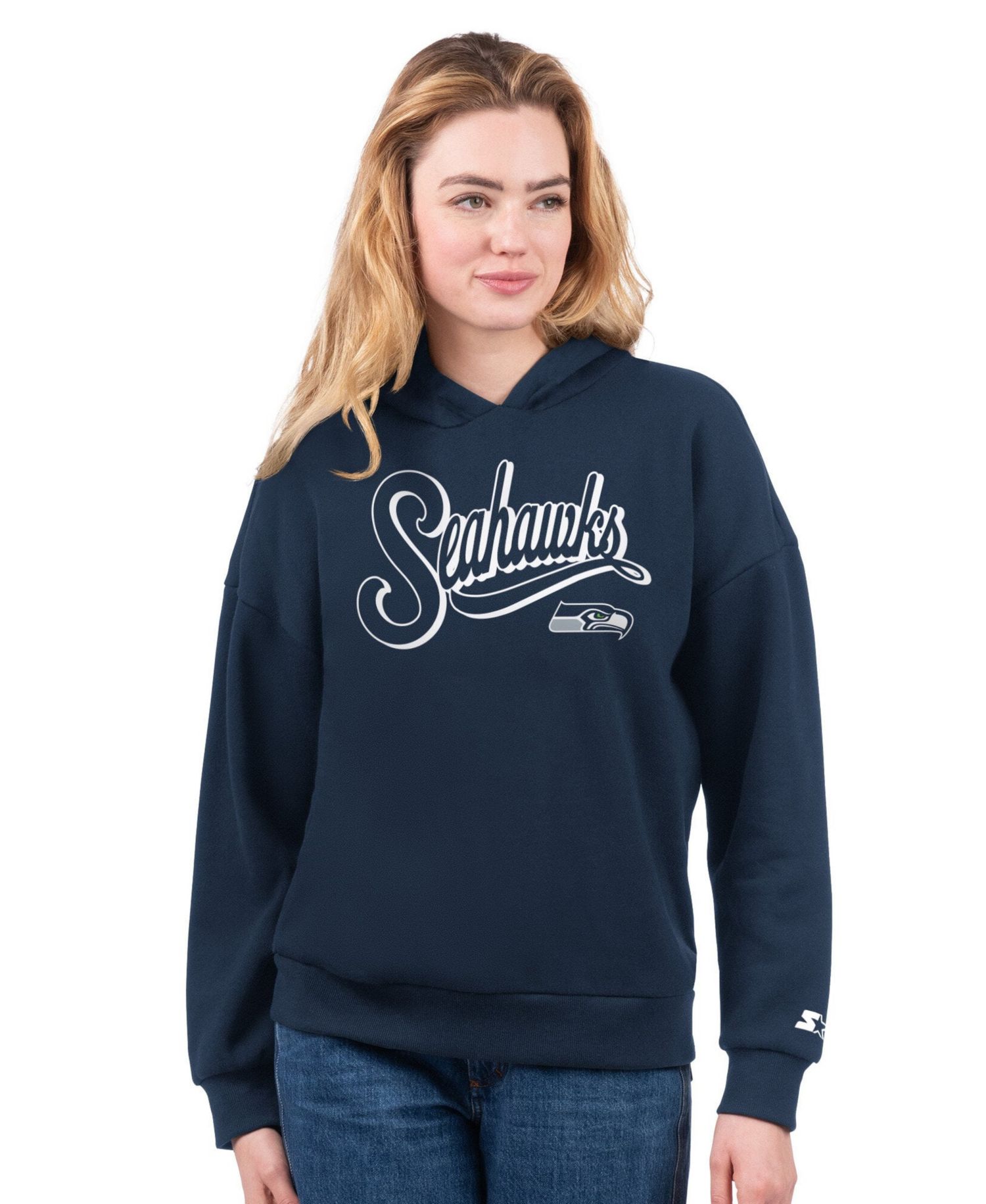 Women's Neon Green/College Navy Seattle Seahawks Hoodie & T-Shirt Combo Pack
