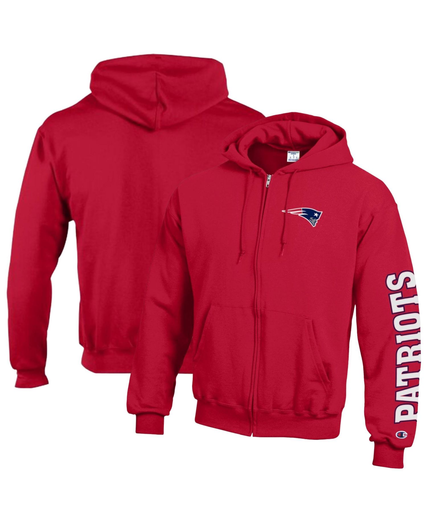 Men's Red New England Patriots Powerblend Fleece Full-Zip Hoodie