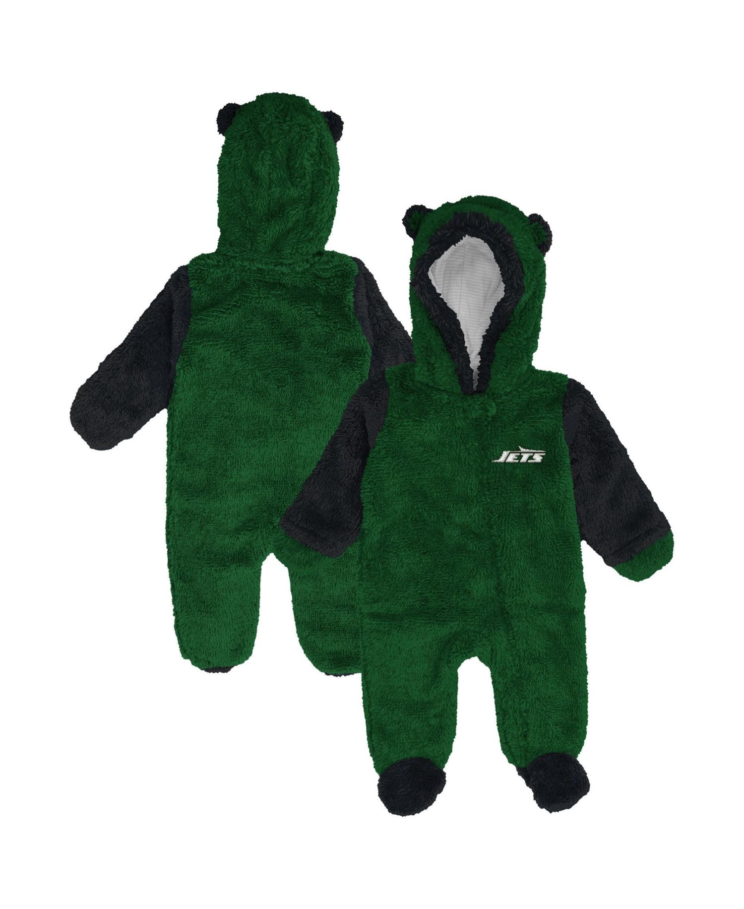 Baby Boys and Girls Green New York Jets Teddy Fleece Bunting Full-Zip Sleeper