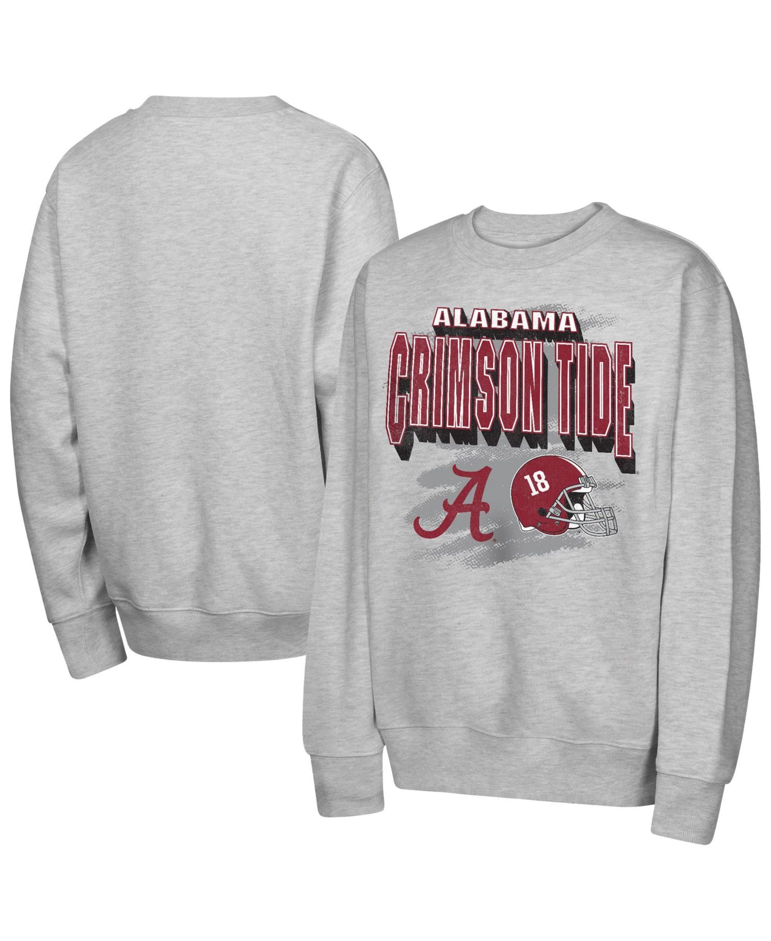 Big Boys and Girls Heather Gray Alabama Crimson Tide Wild Card Fleece Sweatshirt