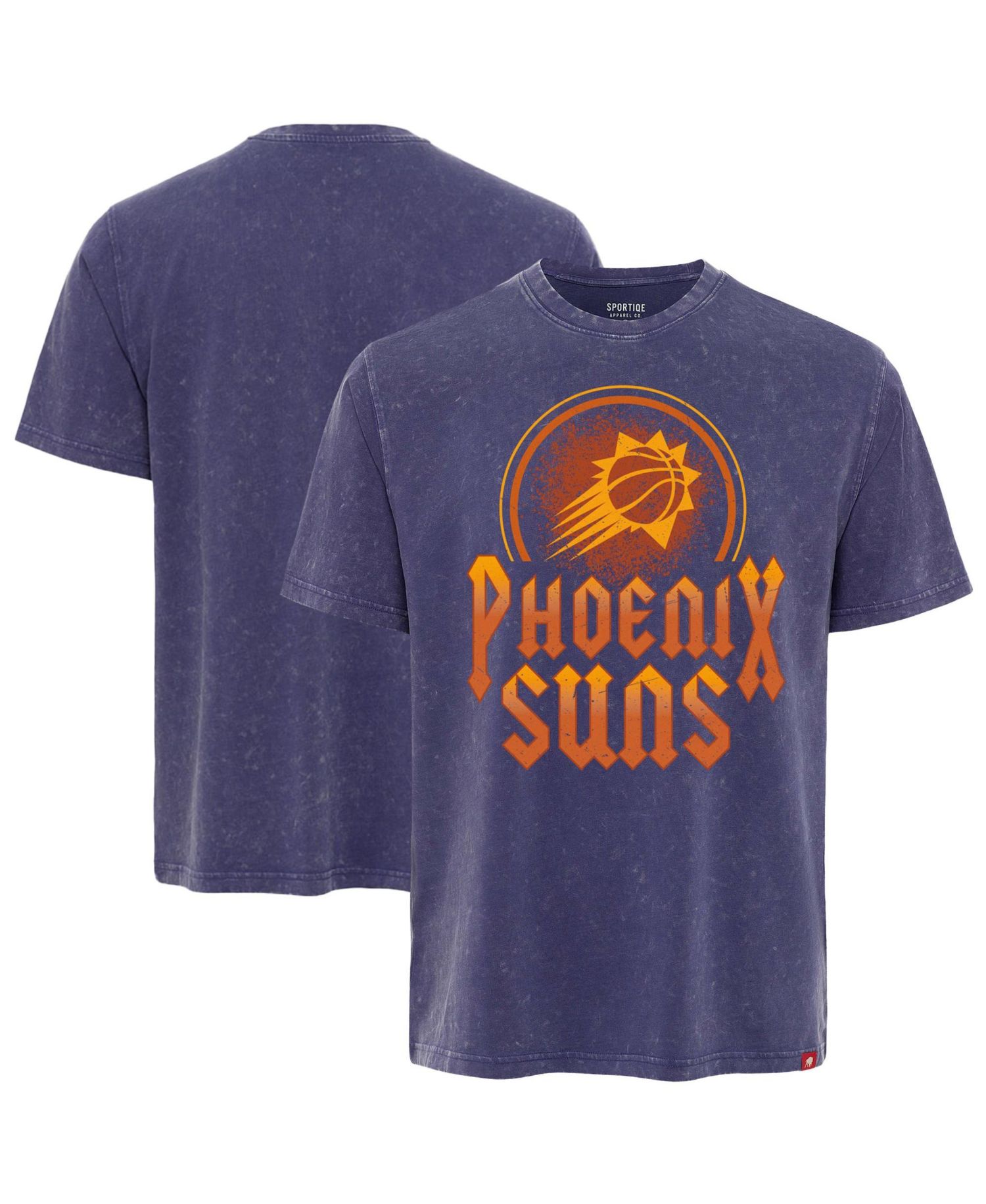 Men's and Women's Sportiqe Purple Phoenix Suns Distressed Rock Roll Collection Angus Premium Mineral Wash T-Shirt