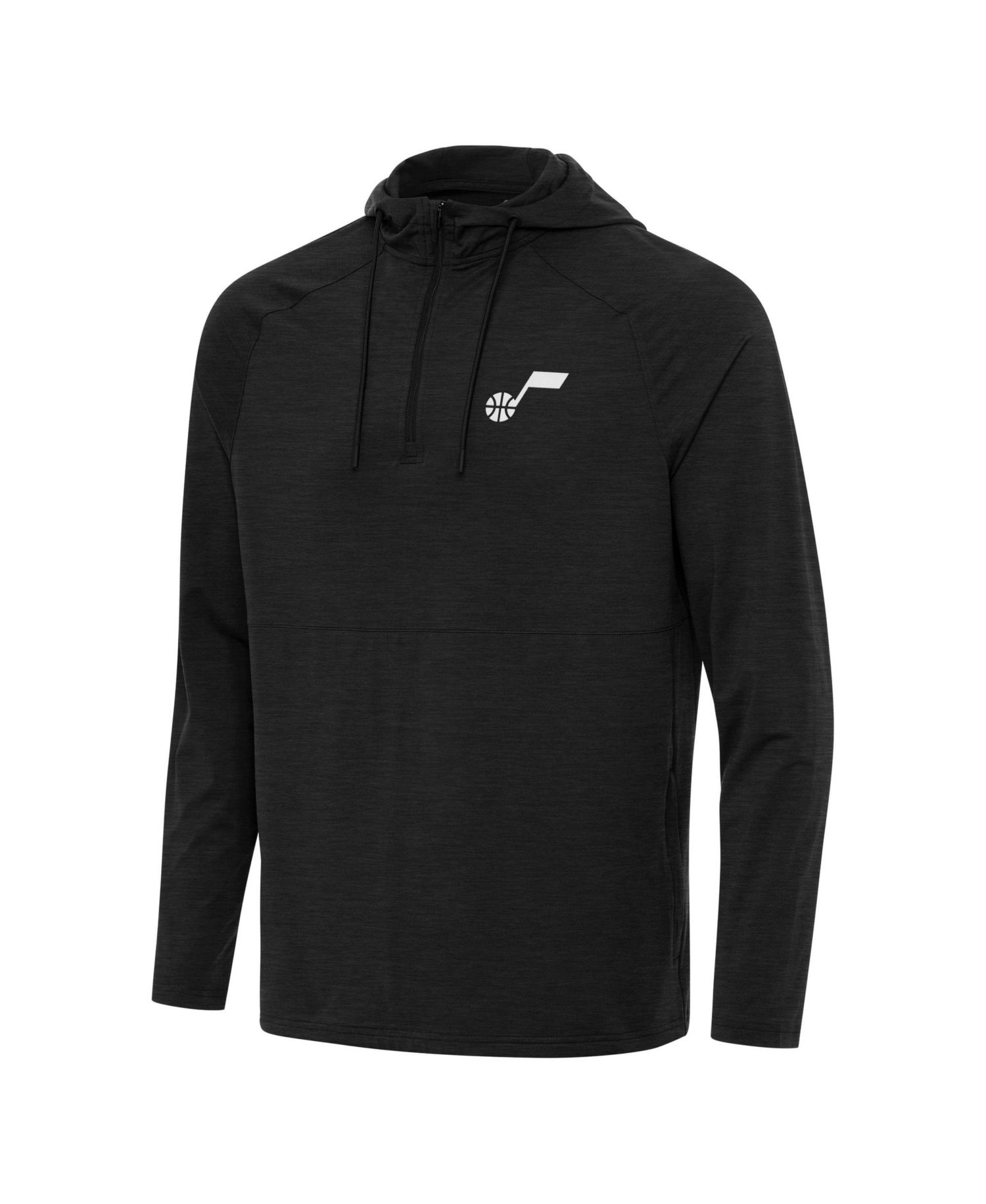 Men's Heather Black Utah Jazz Spikes Raglan Quarter-Zip Hoodie