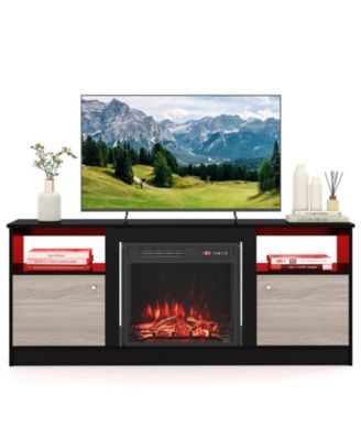 58'' Fireplace TV Stand for TVs Up to 65'' RGB LED Lighting Open Compartments