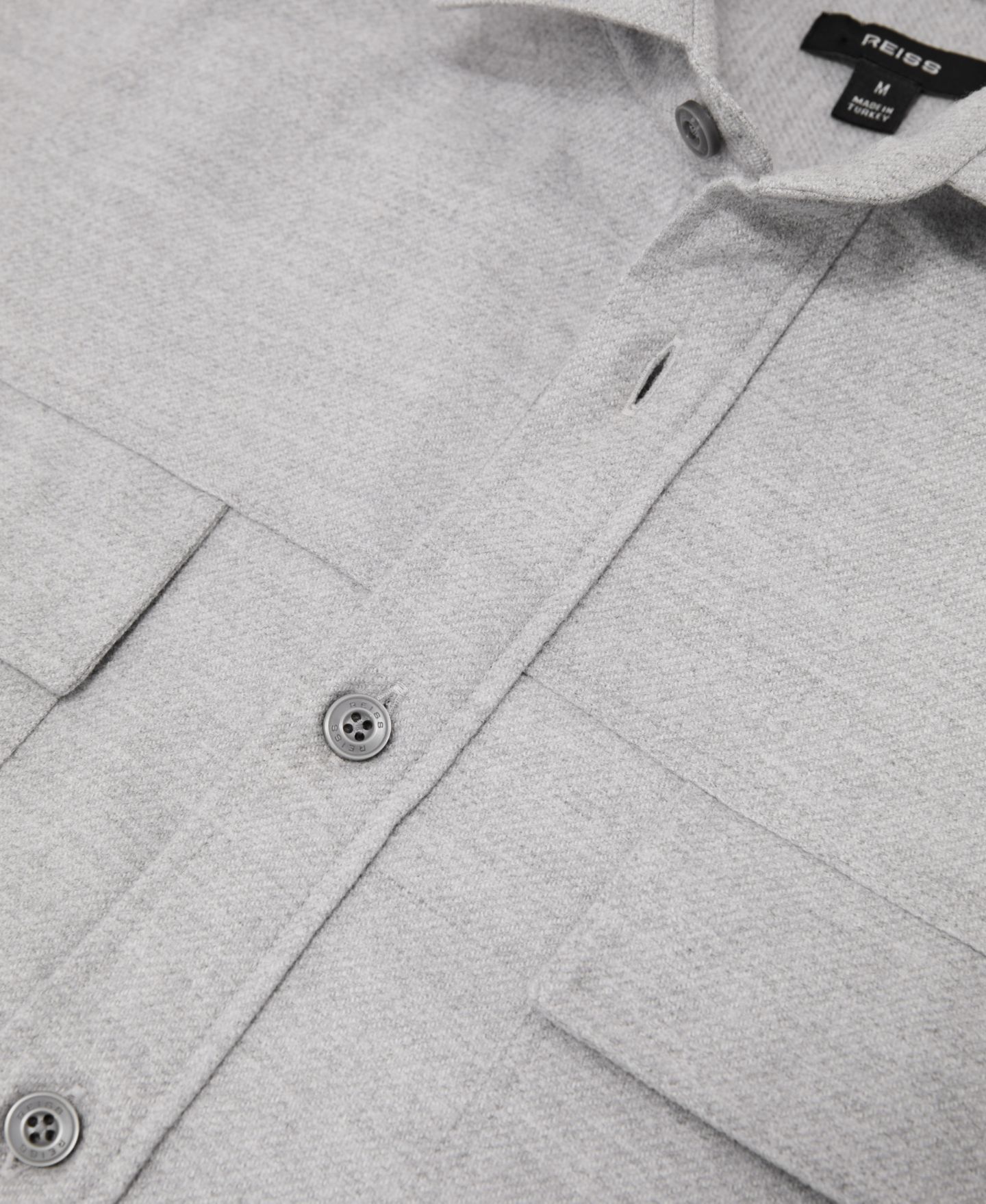 Мужская рубашка REISS Chamber Regular Fit Brushed Twin-Pocket Overshirt, цвет: Серый — фото 2