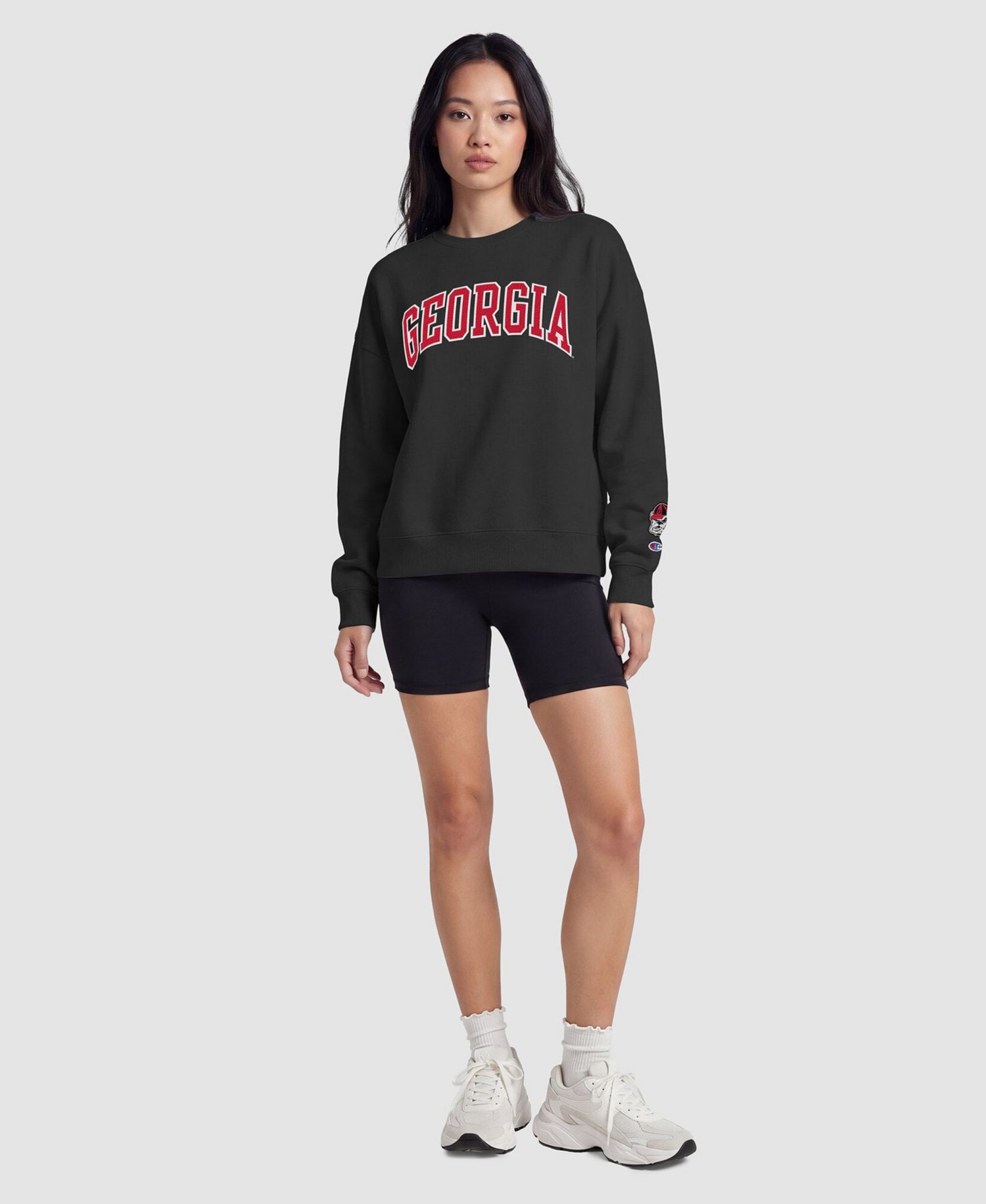 Women's Black Georgia Bulldogs Fleece Crew Sweatshirt