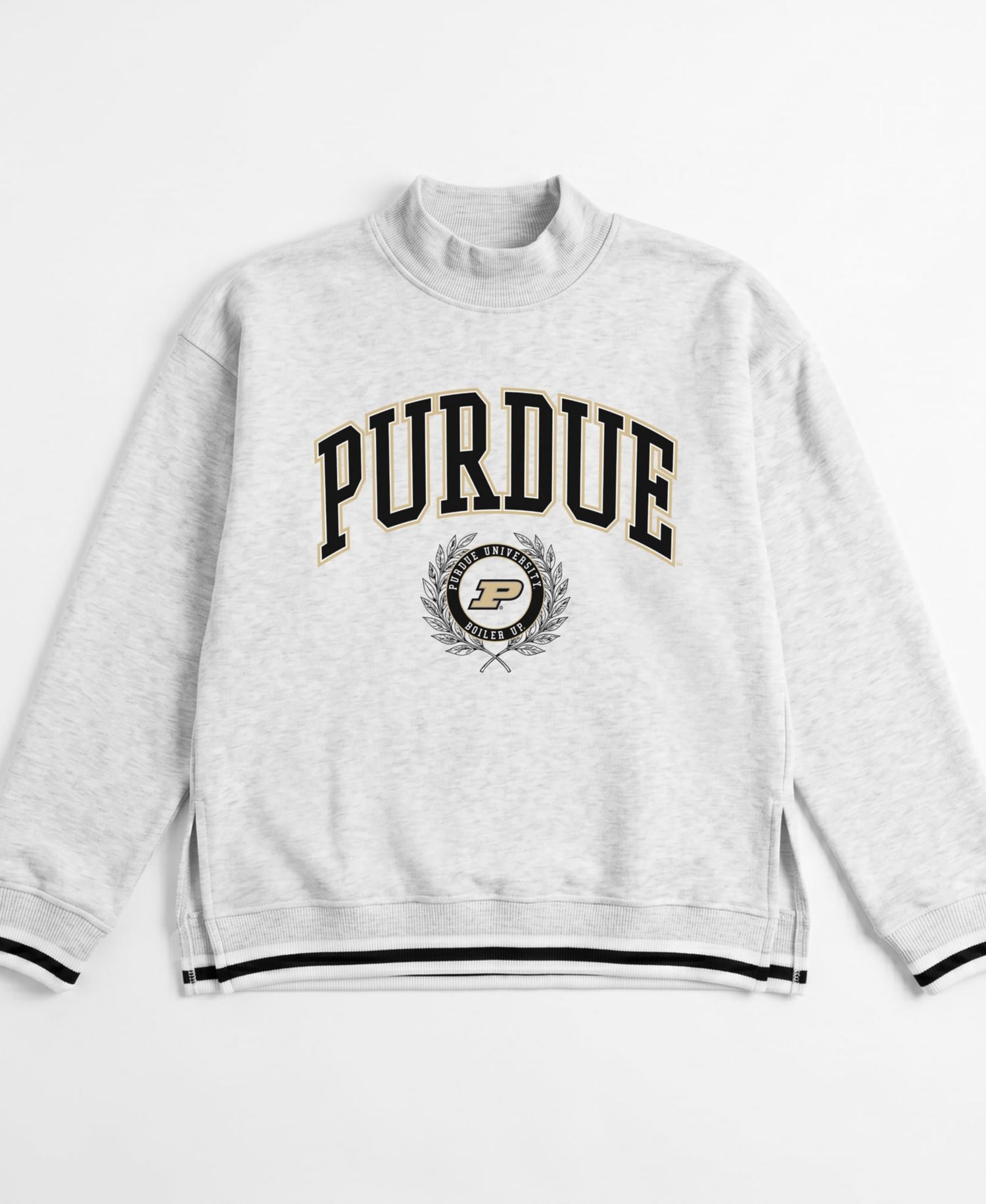 Women's Gray Purdue Boilermakers Rally Point Contrast Stripe Mock Neck Sweatshirt