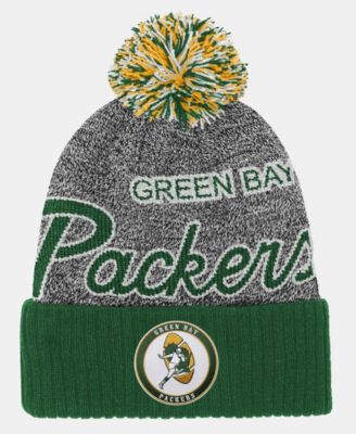 Big Boys and Girls Green Green Bay Packers Cuffed Knit Hat with Puff