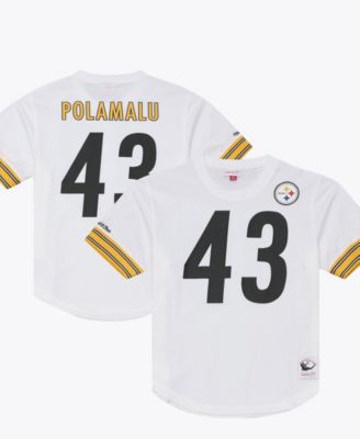 Men's Troy Polamalu White Pittsburgh Steelers Retired Player Name & Number Mesh Top