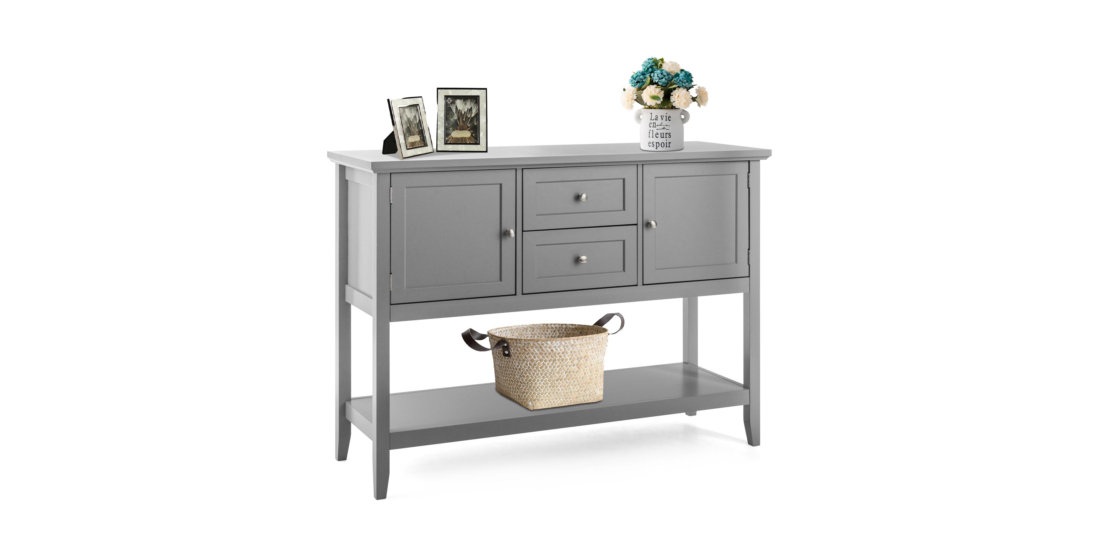 Mecale Wooden Sideboard Buffet Console Table with Drawers and Storage