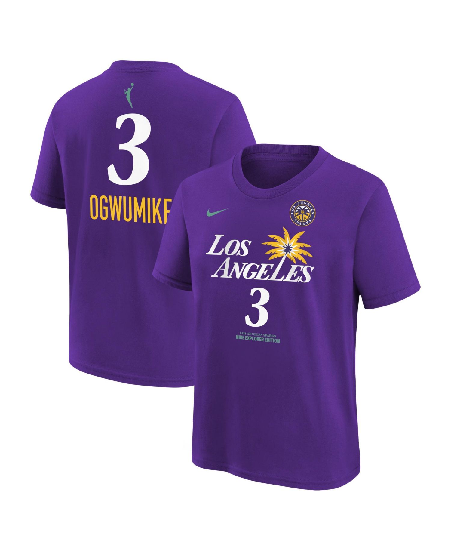 Big Boys and Girls Nneka Ogwumike Purple Los Angeles Sparks Explorer Edition Name & Number T-Shirt
